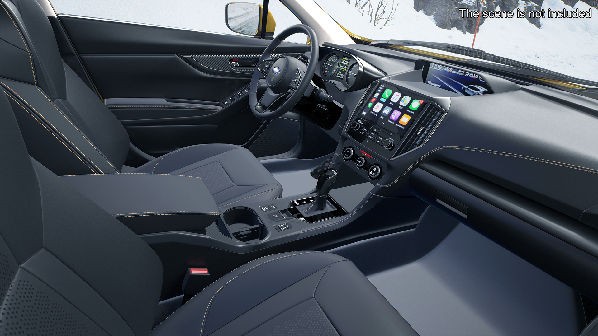 3D 2020 Subaru XV Crosstrek SUV Yellow Rigged for Maya
