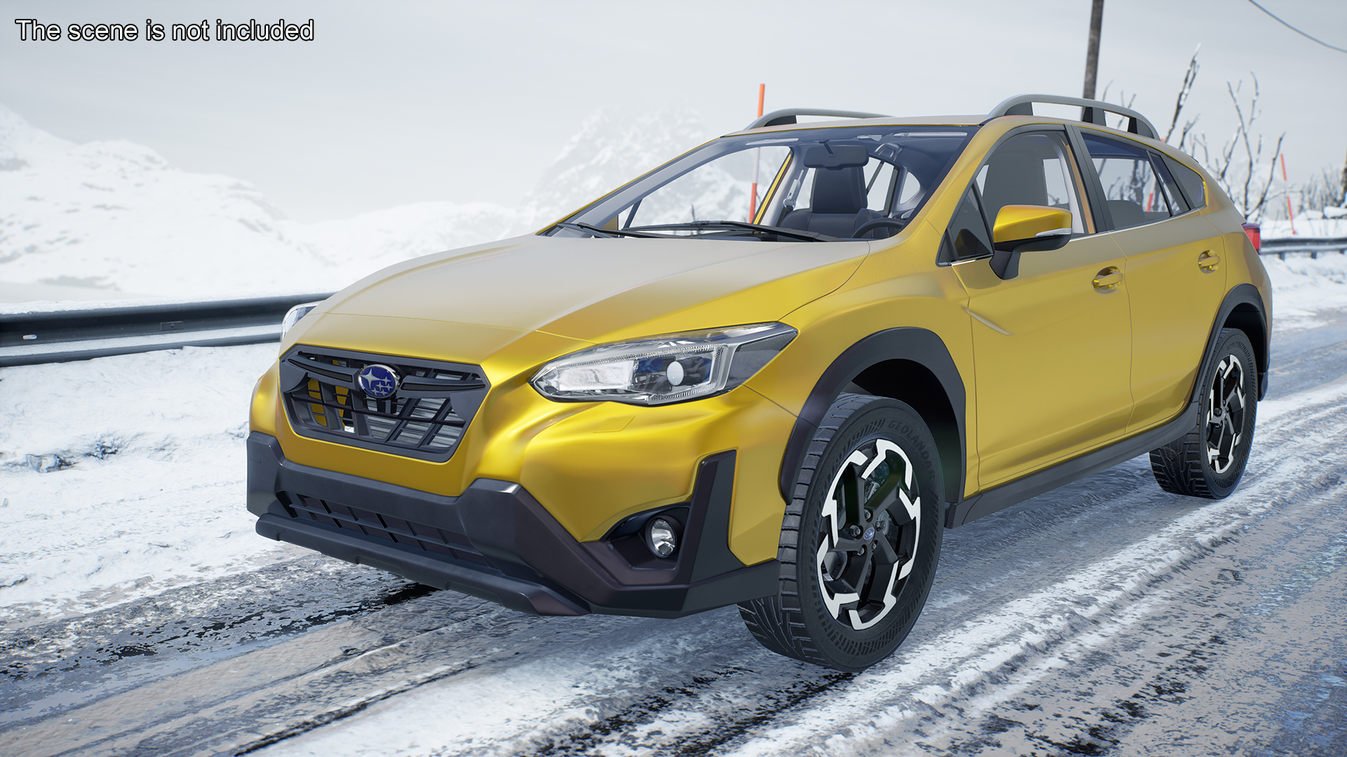 3D 2020 Subaru XV Crosstrek SUV Yellow Rigged for Maya