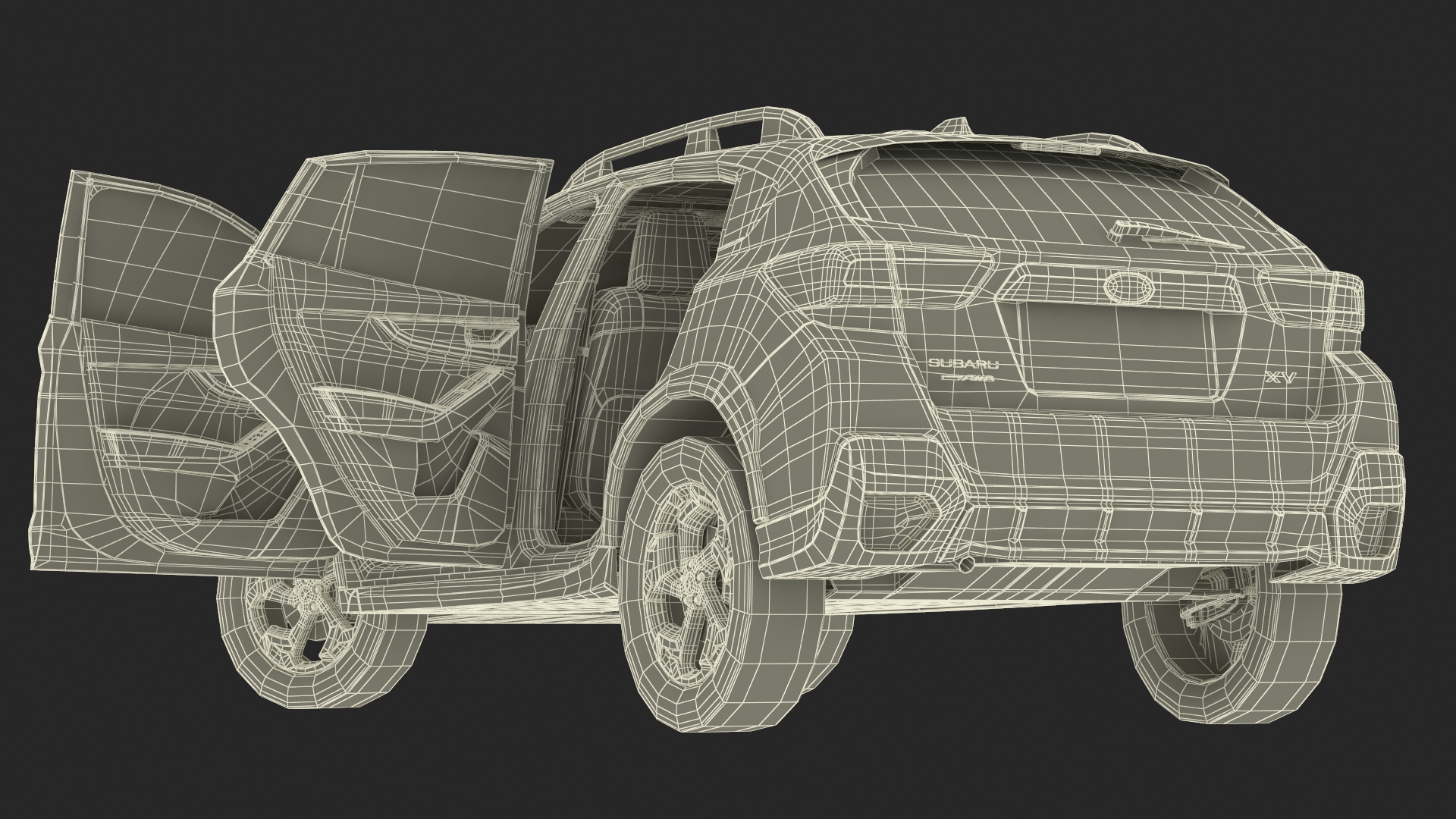 3D 2020 Subaru XV Crosstrek SUV Yellow Rigged for Maya