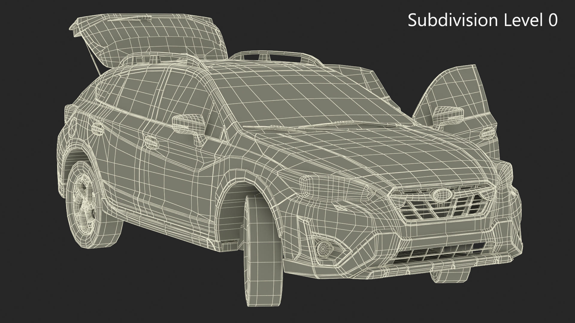 3D 2020 Subaru XV Crosstrek SUV Yellow Rigged for Maya
