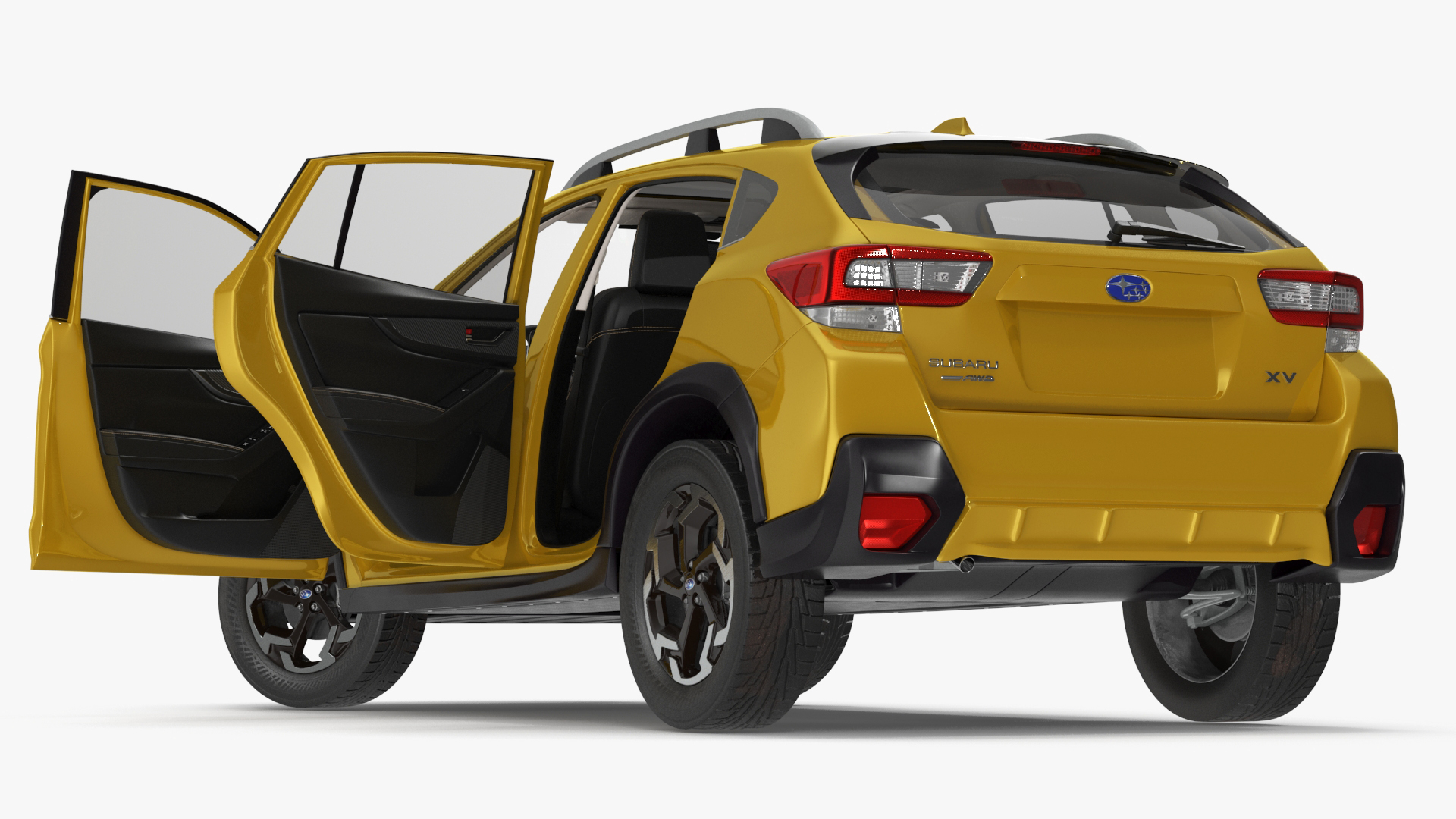 3D 2020 Subaru XV Crosstrek SUV Yellow Rigged for Maya