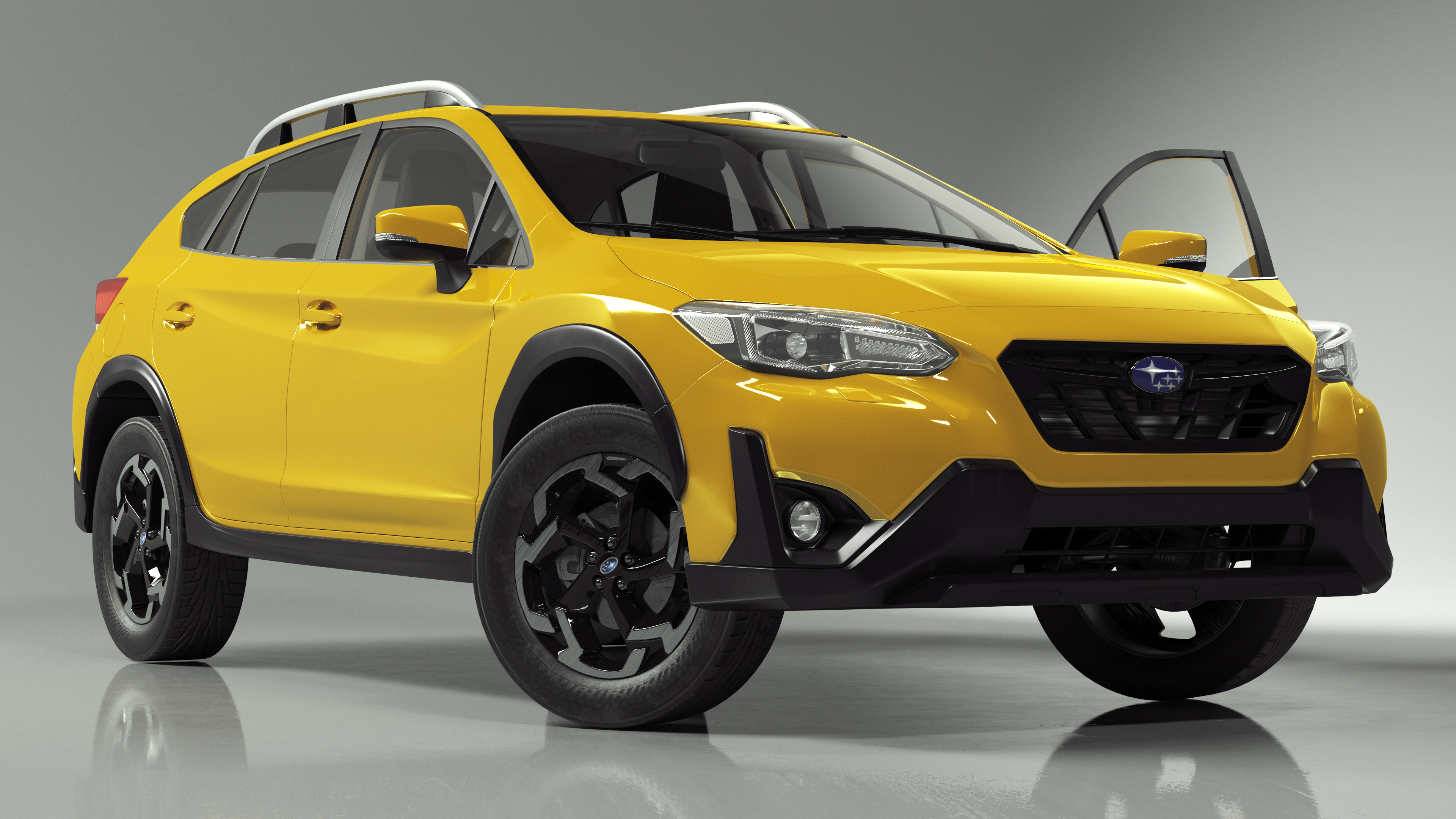 3D 2020 Subaru XV Crosstrek SUV Yellow Rigged for Maya