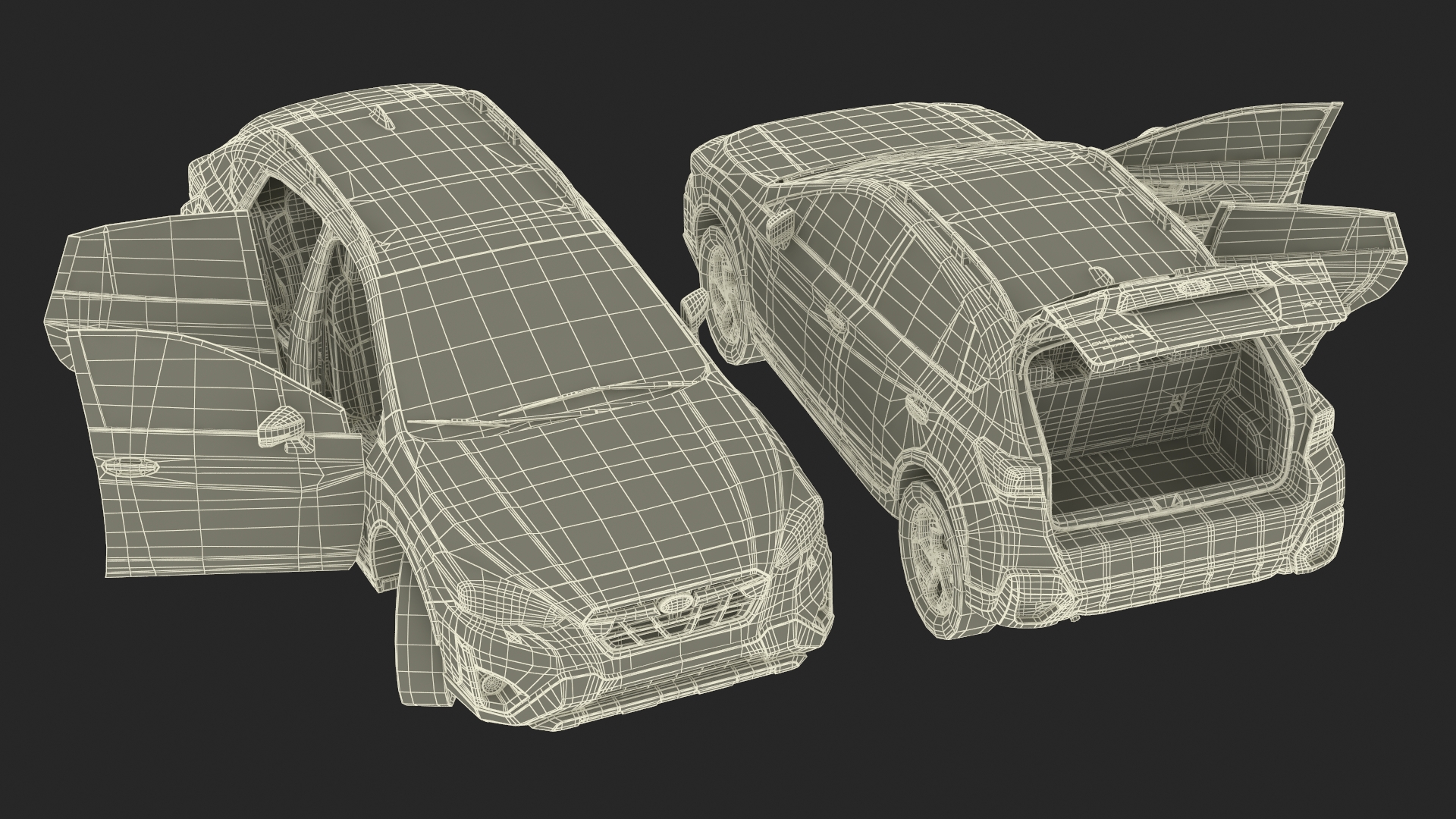 3D 2020 Subaru XV Crosstrek SUV Yellow Rigged for Maya