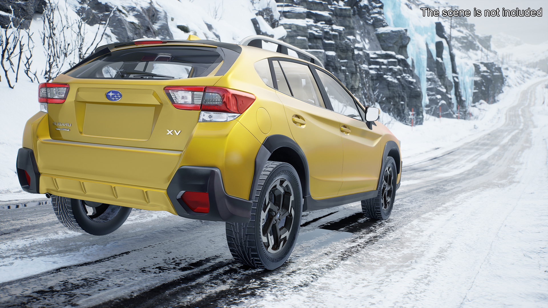 3D 2020 Subaru XV Crosstrek SUV Yellow Rigged for Maya