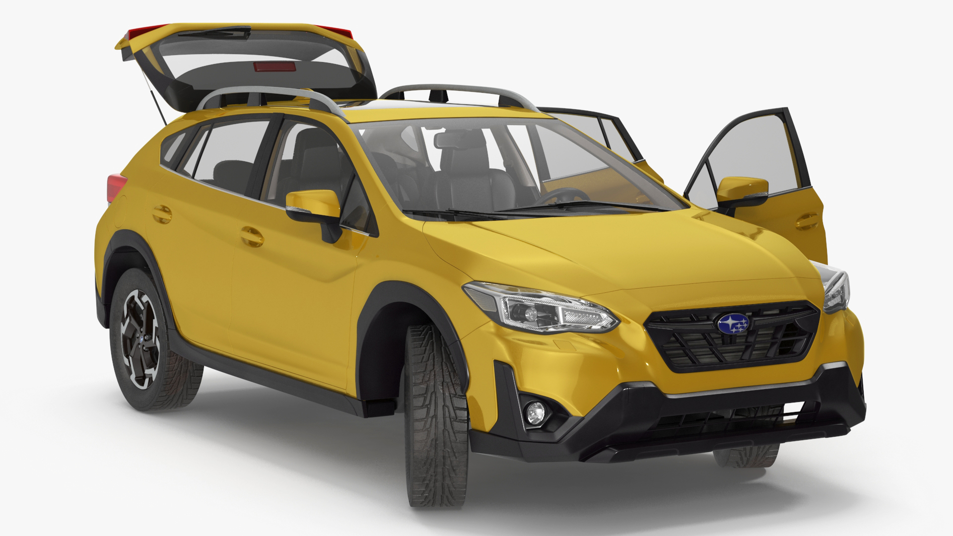 3D 2020 Subaru XV Crosstrek SUV Yellow Rigged for Maya