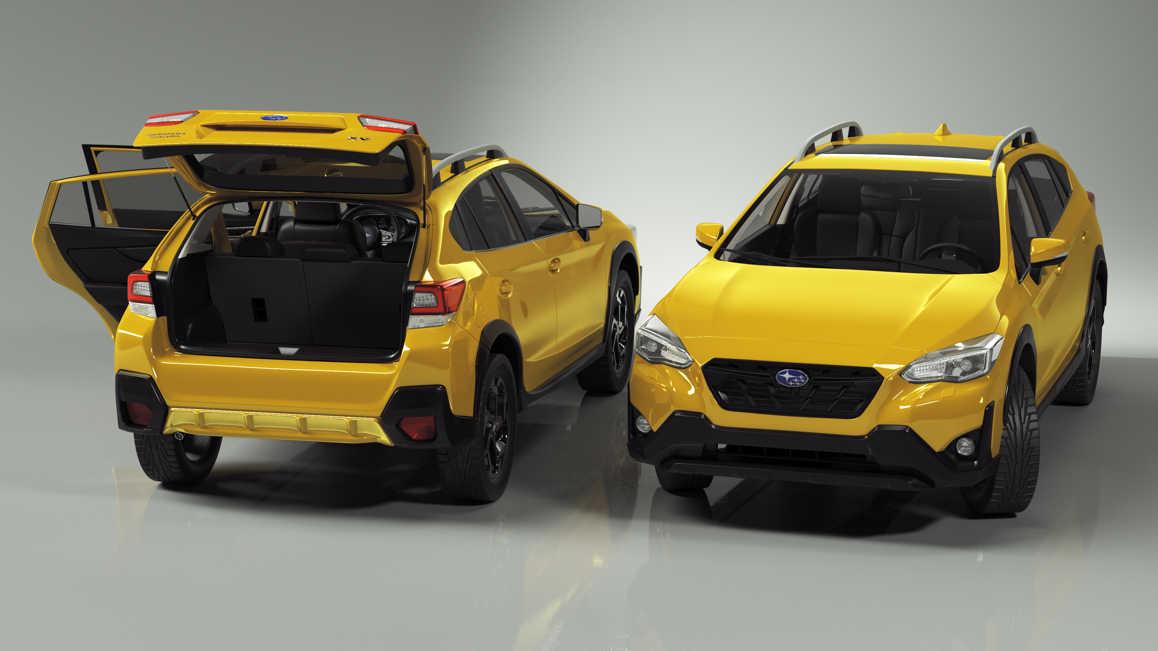 3D 2020 Subaru XV Crosstrek SUV Yellow Rigged for Maya