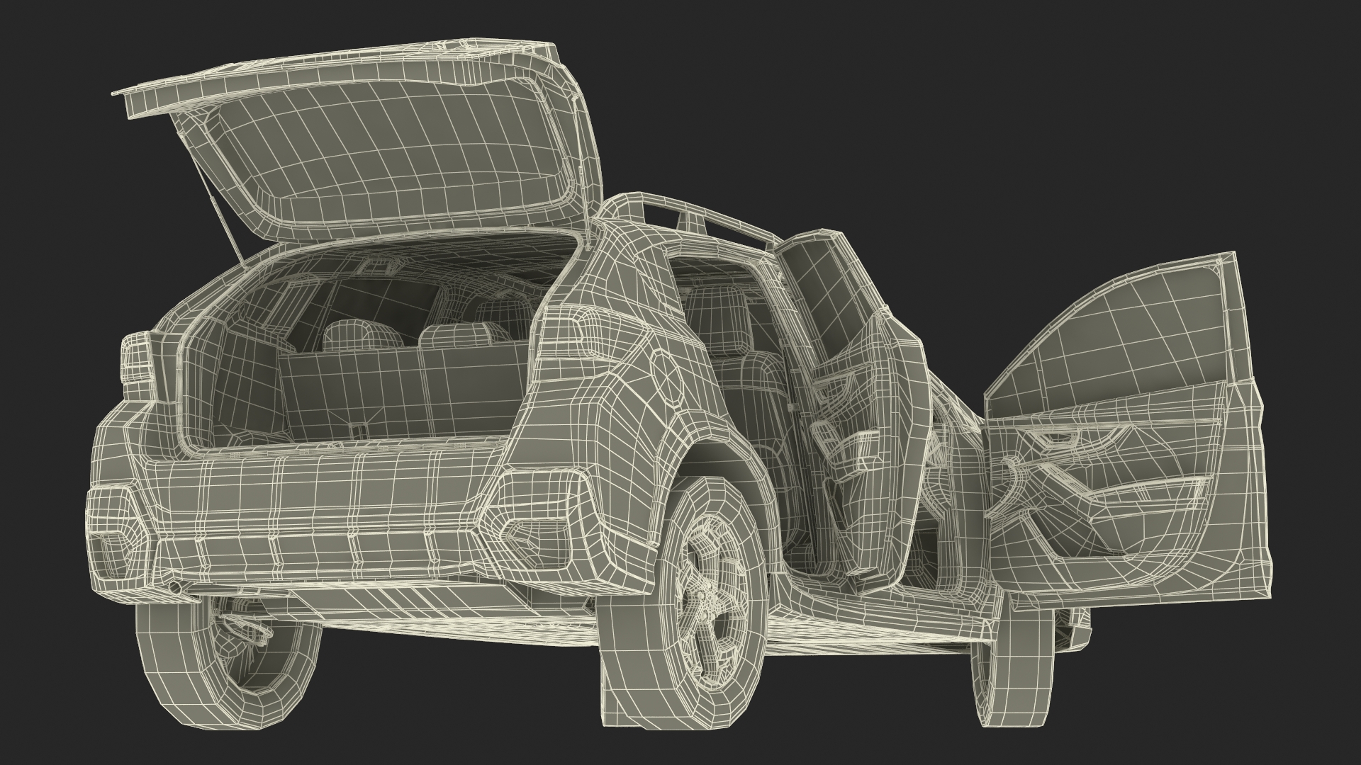3D 2020 Subaru XV Crosstrek SUV Yellow Rigged for Maya