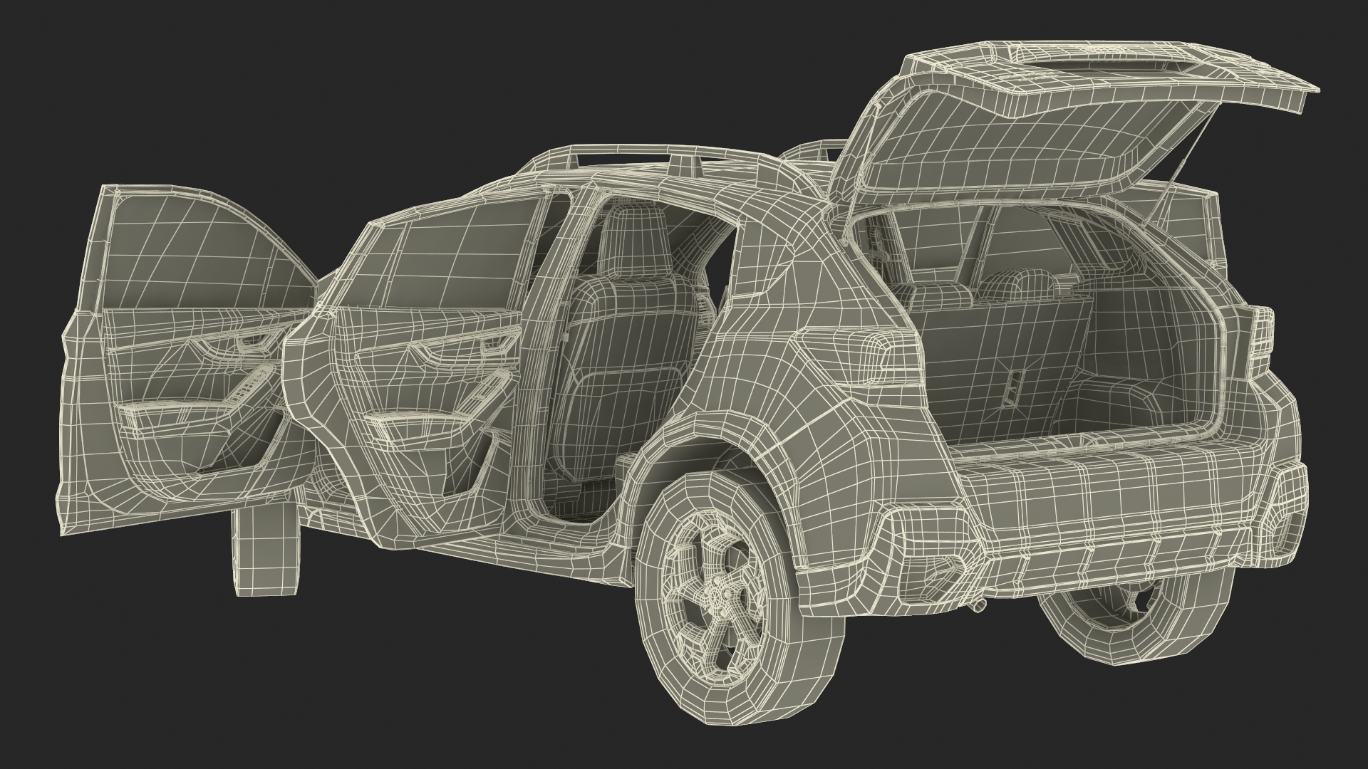 3D 2020 Subaru XV Crosstrek SUV Yellow Rigged for Maya