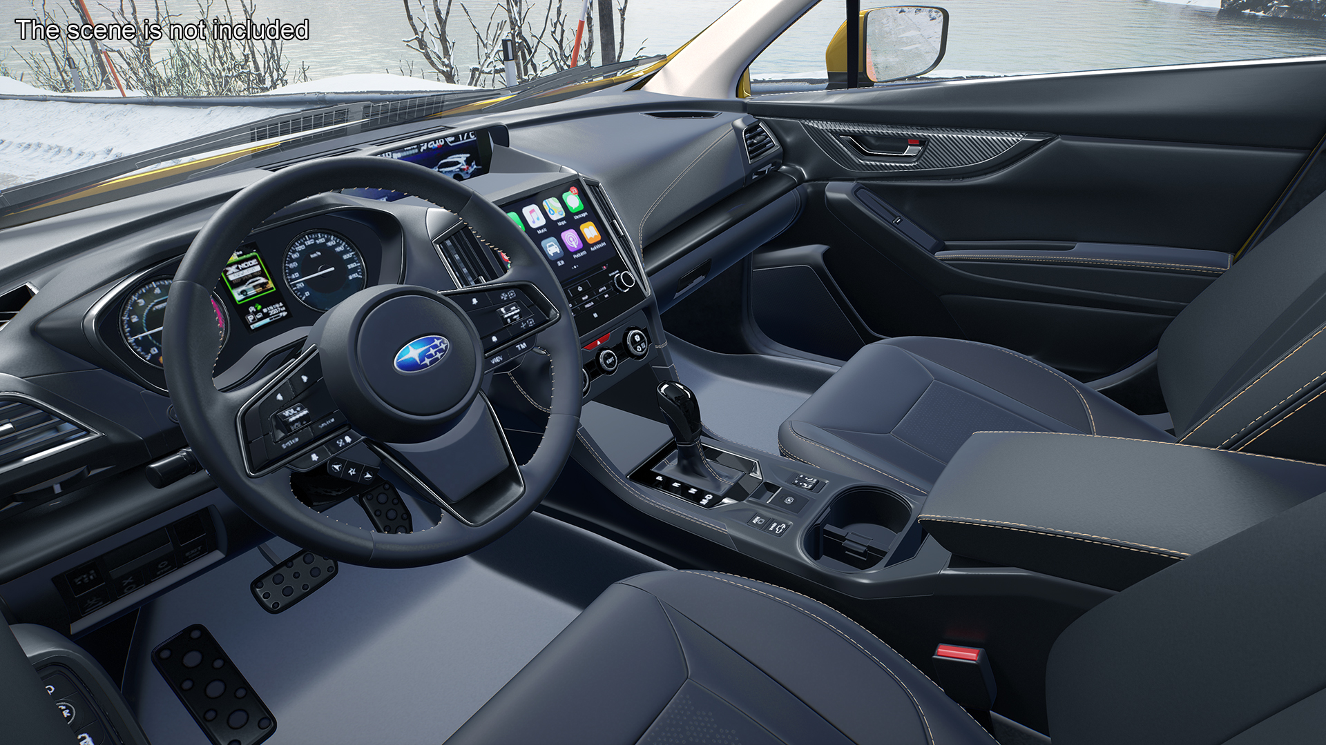 3D 2020 Subaru XV Crosstrek SUV Yellow Rigged for Maya