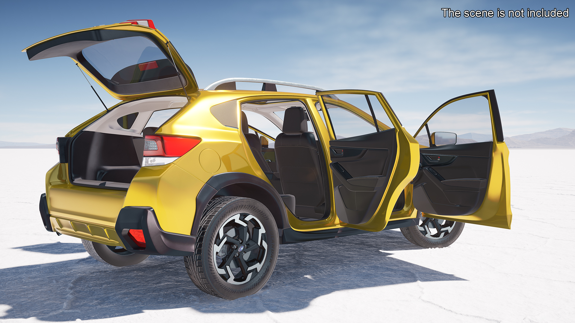 3D 2020 Subaru XV Crosstrek SUV Yellow Rigged for Maya
