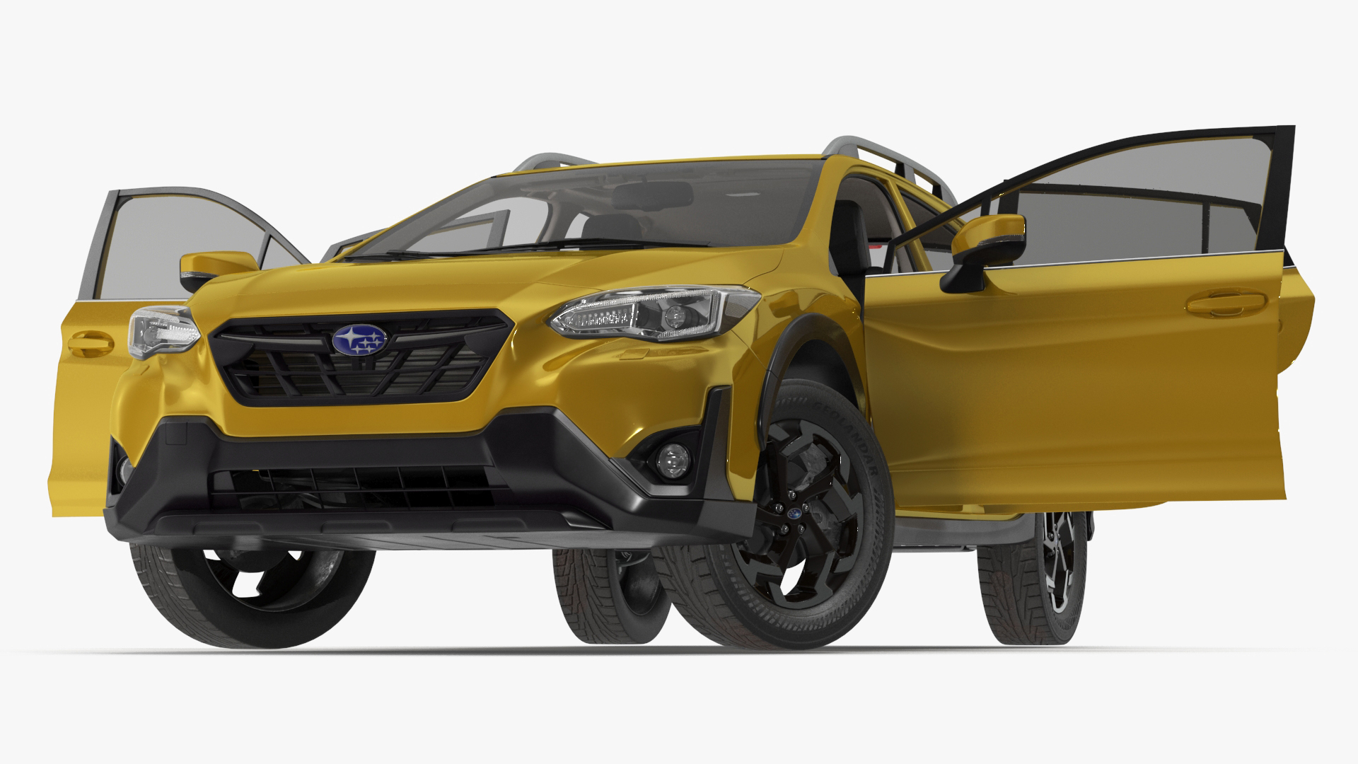 3D 2020 Subaru XV Crosstrek SUV Yellow Rigged for Maya