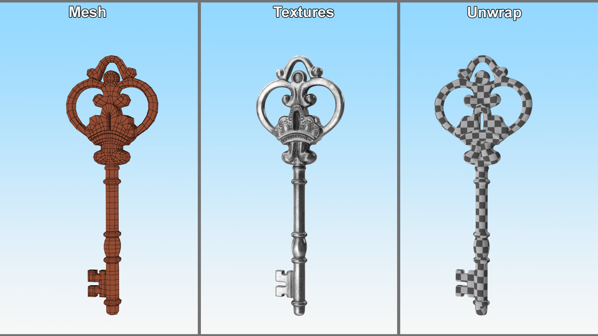 3D model Decorative Skeleton Key Silver