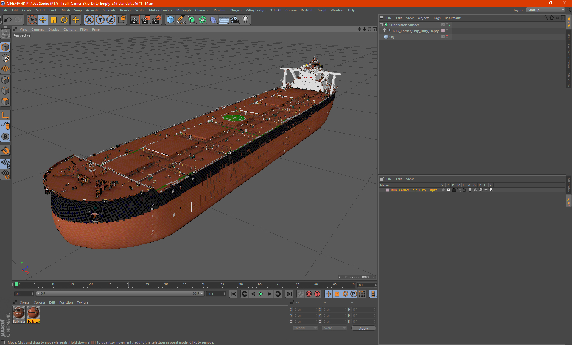 Bulk Carrier Ship Dirty Empty 3D model