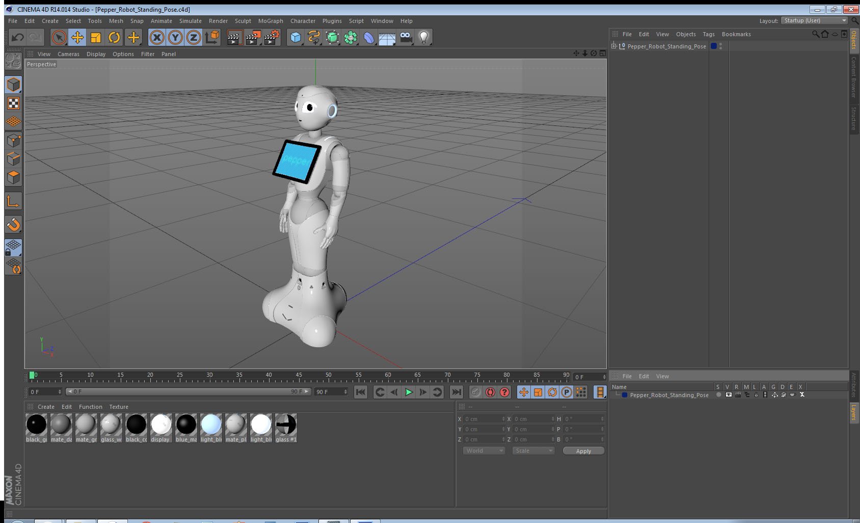 3D Pepper Robot Standing Pose