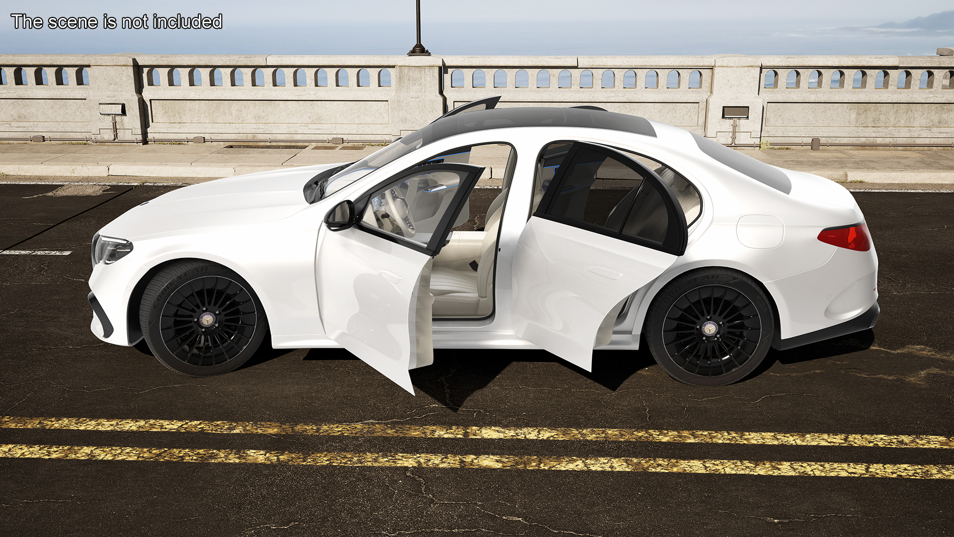 3D New E-Class Mercedes 2023 White Rigged model