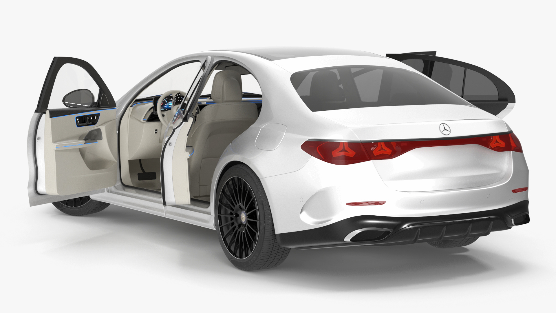 3D New E-Class Mercedes 2023 White Rigged model