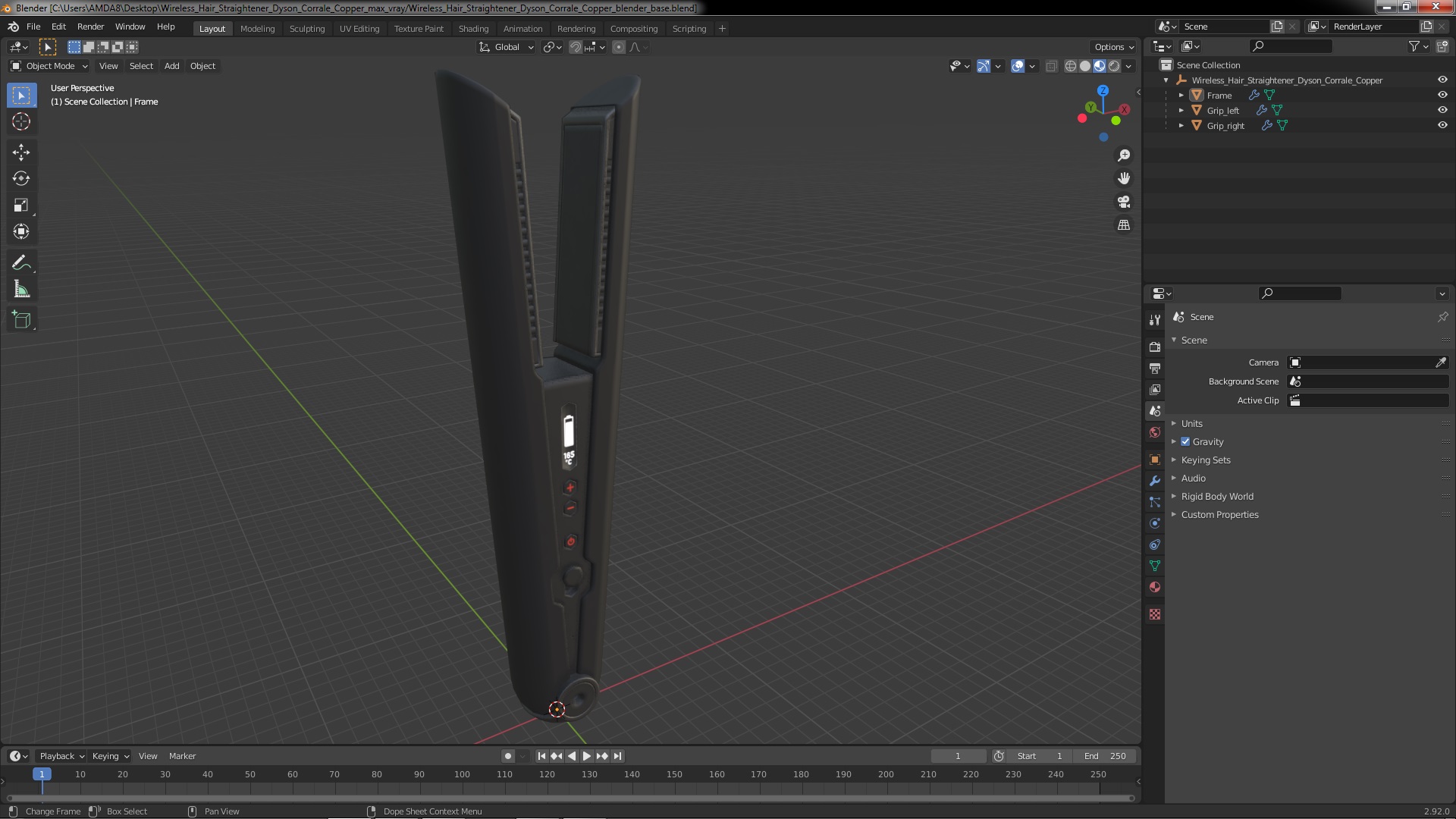 Wireless Hair Straightener Dyson Corrale Copper 3D