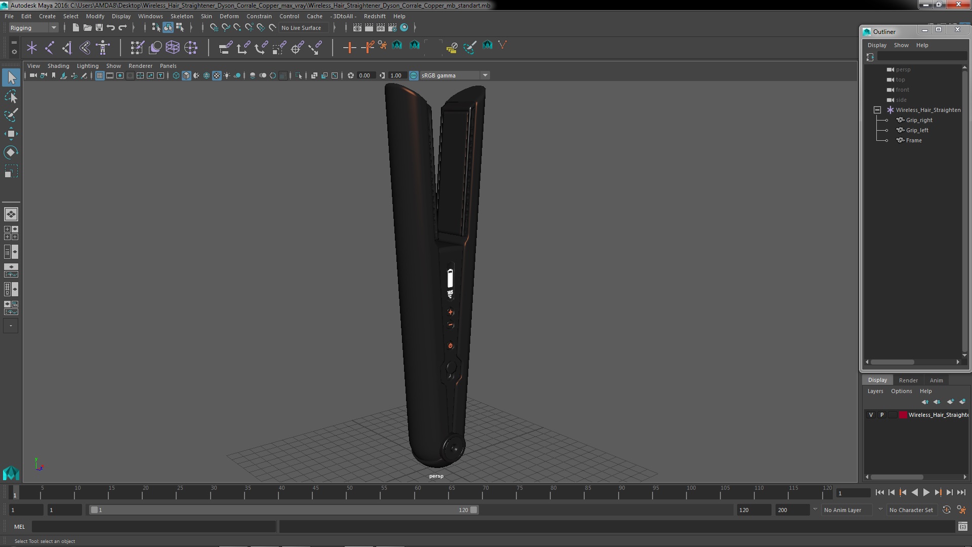 Wireless Hair Straightener Dyson Corrale Copper 3D