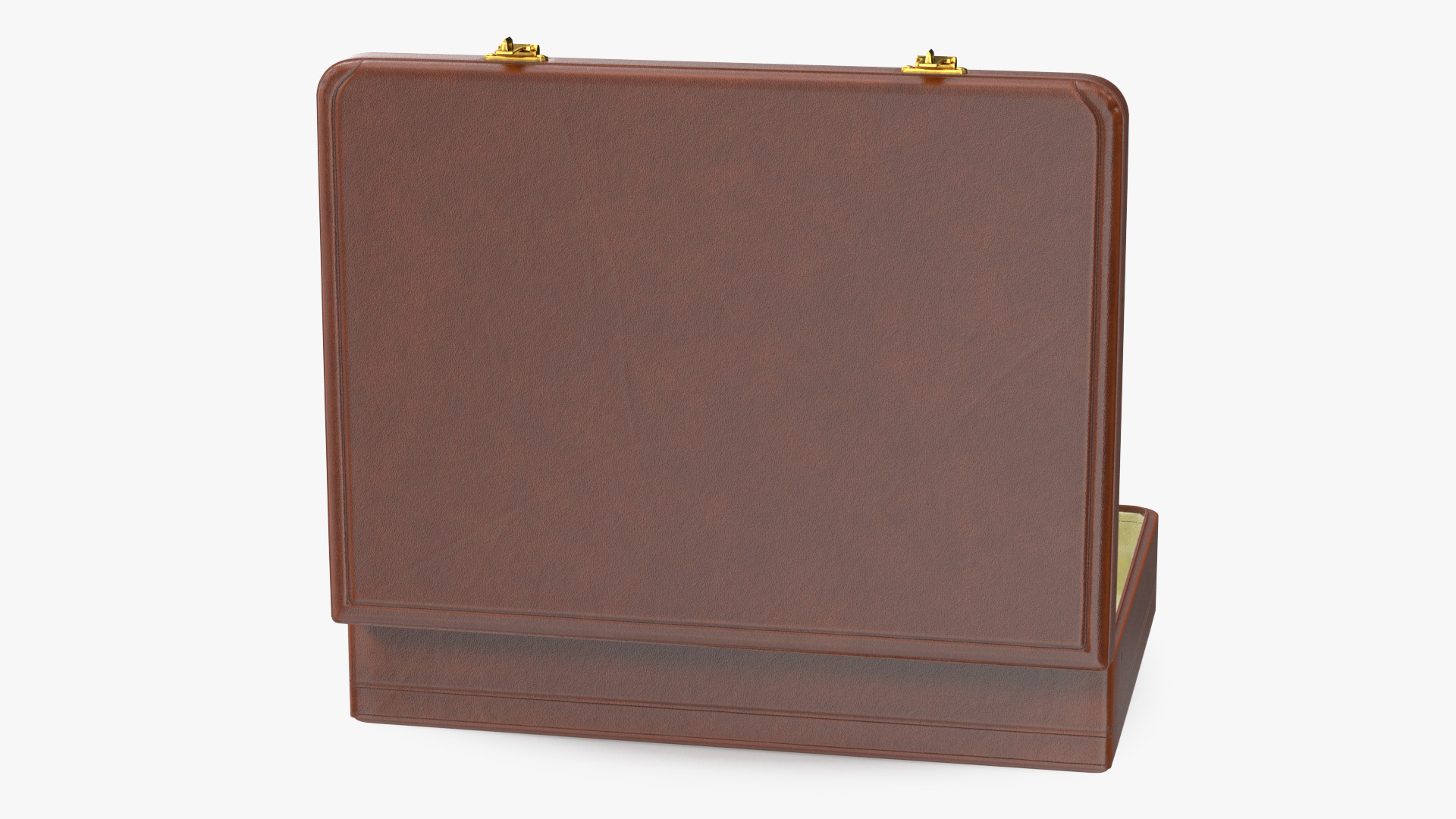 3D Opened Hard Shell Leather Briefcase Brown