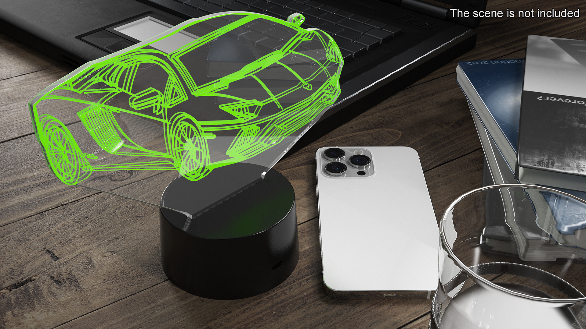 3D model Hologram Night Light Car Green
