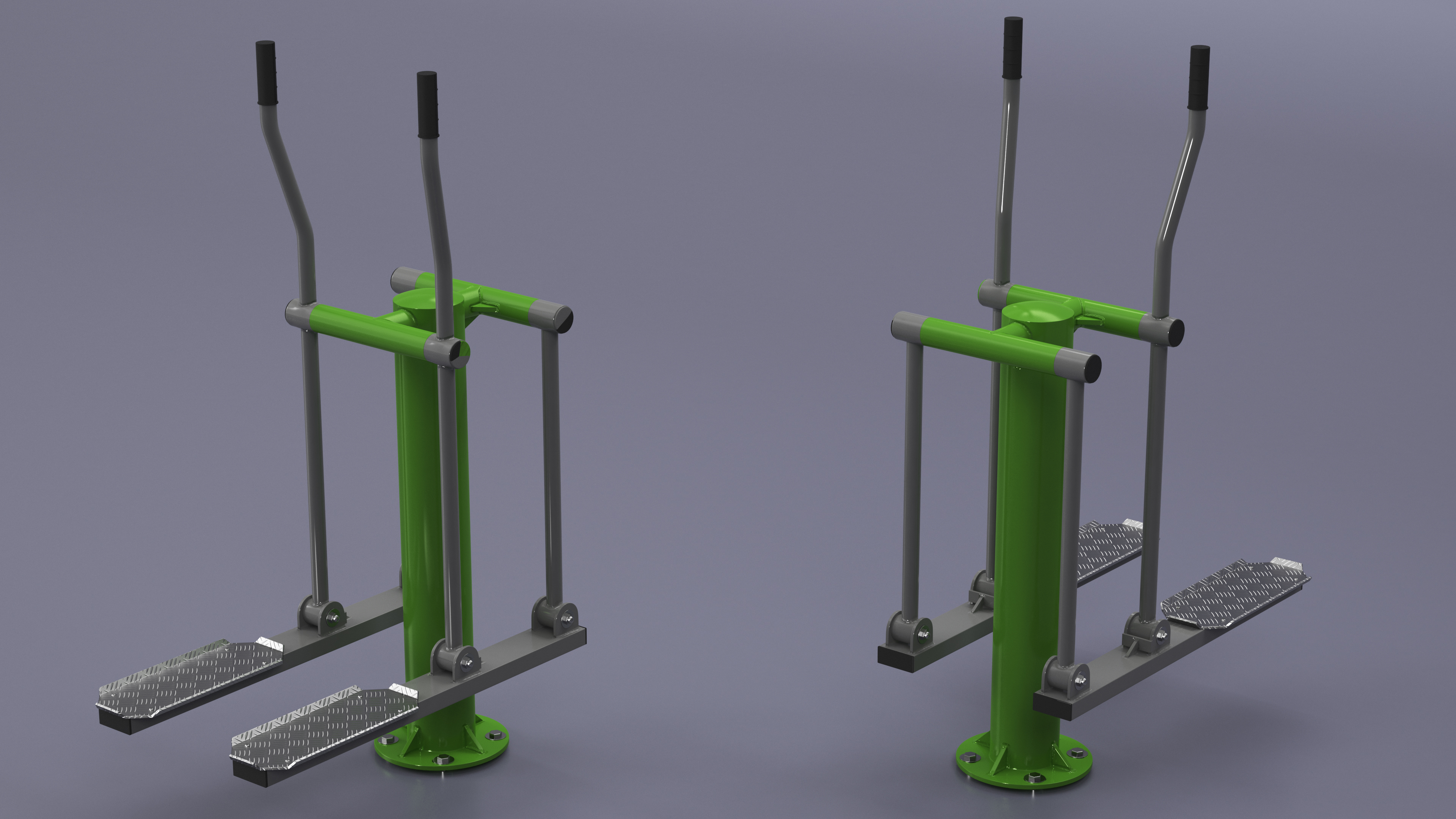 3D Green Ski Walking Outdoor Fitness Equipment model