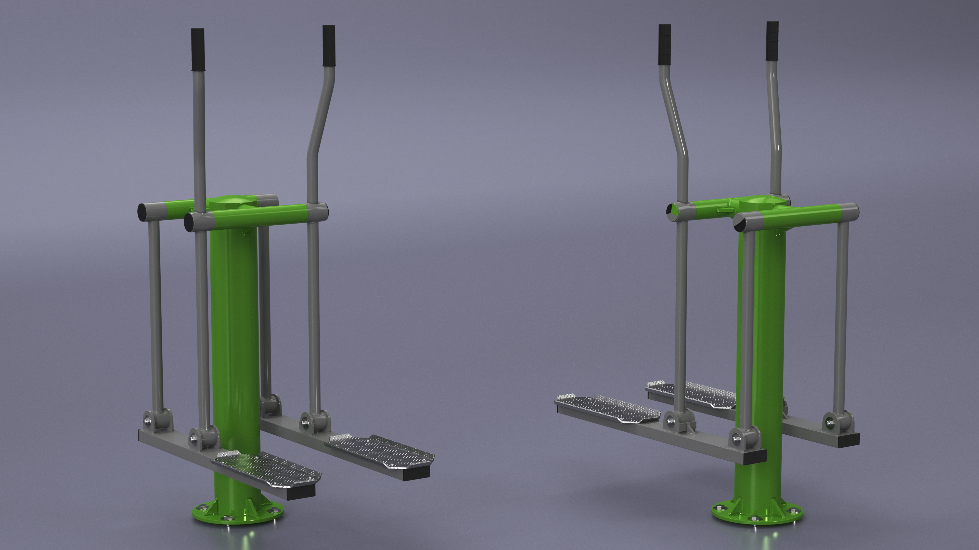 3D Green Ski Walking Outdoor Fitness Equipment model