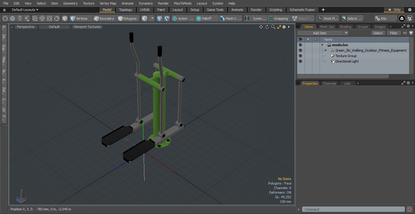 3D Green Ski Walking Outdoor Fitness Equipment model