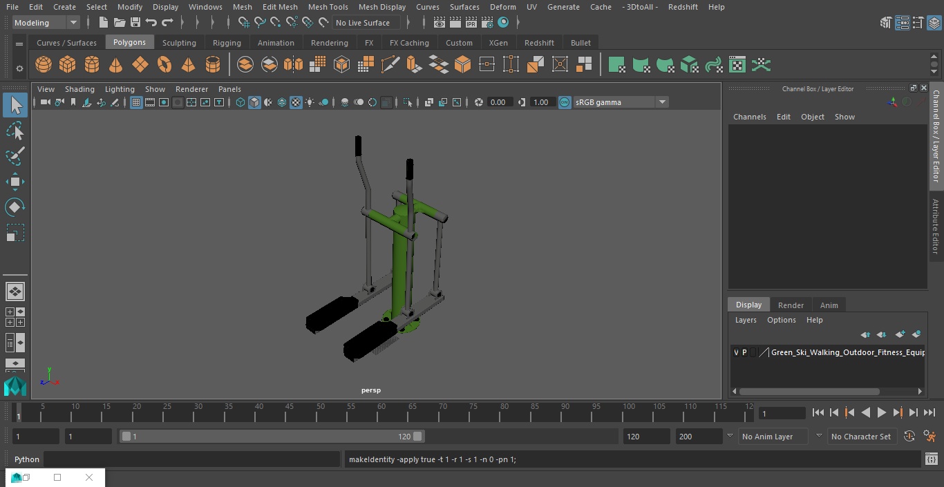 3D Green Ski Walking Outdoor Fitness Equipment model