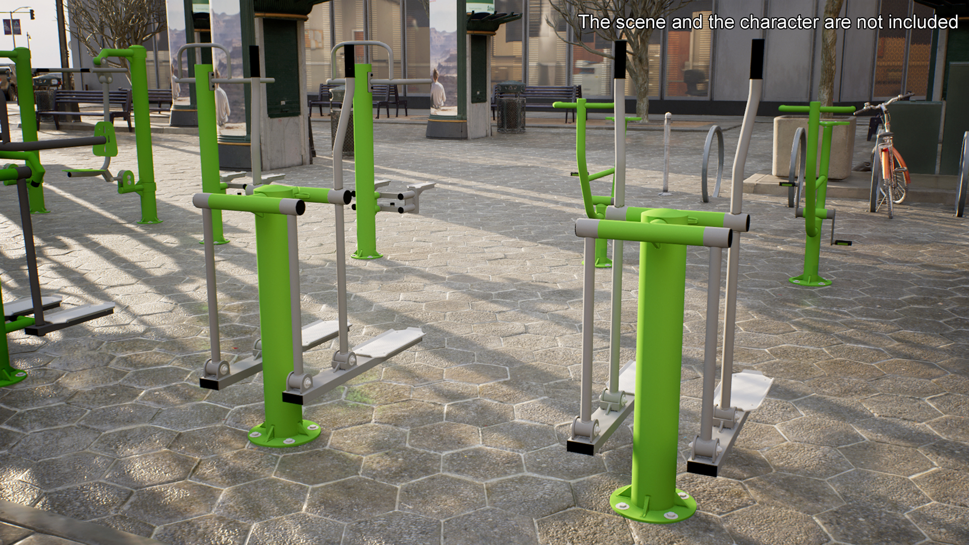 3D Green Ski Walking Outdoor Fitness Equipment model