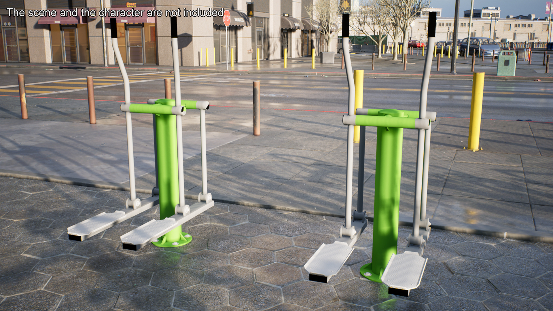 3D Green Ski Walking Outdoor Fitness Equipment model