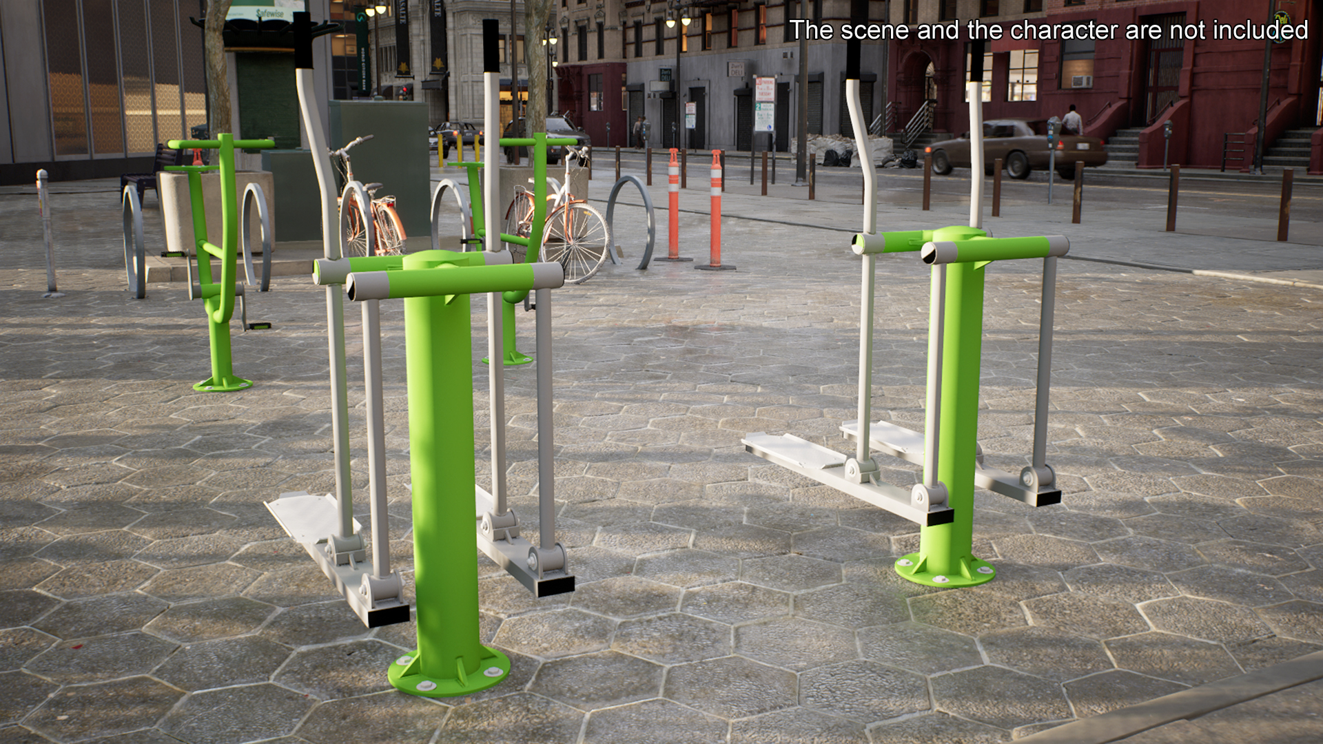 3D Green Ski Walking Outdoor Fitness Equipment model