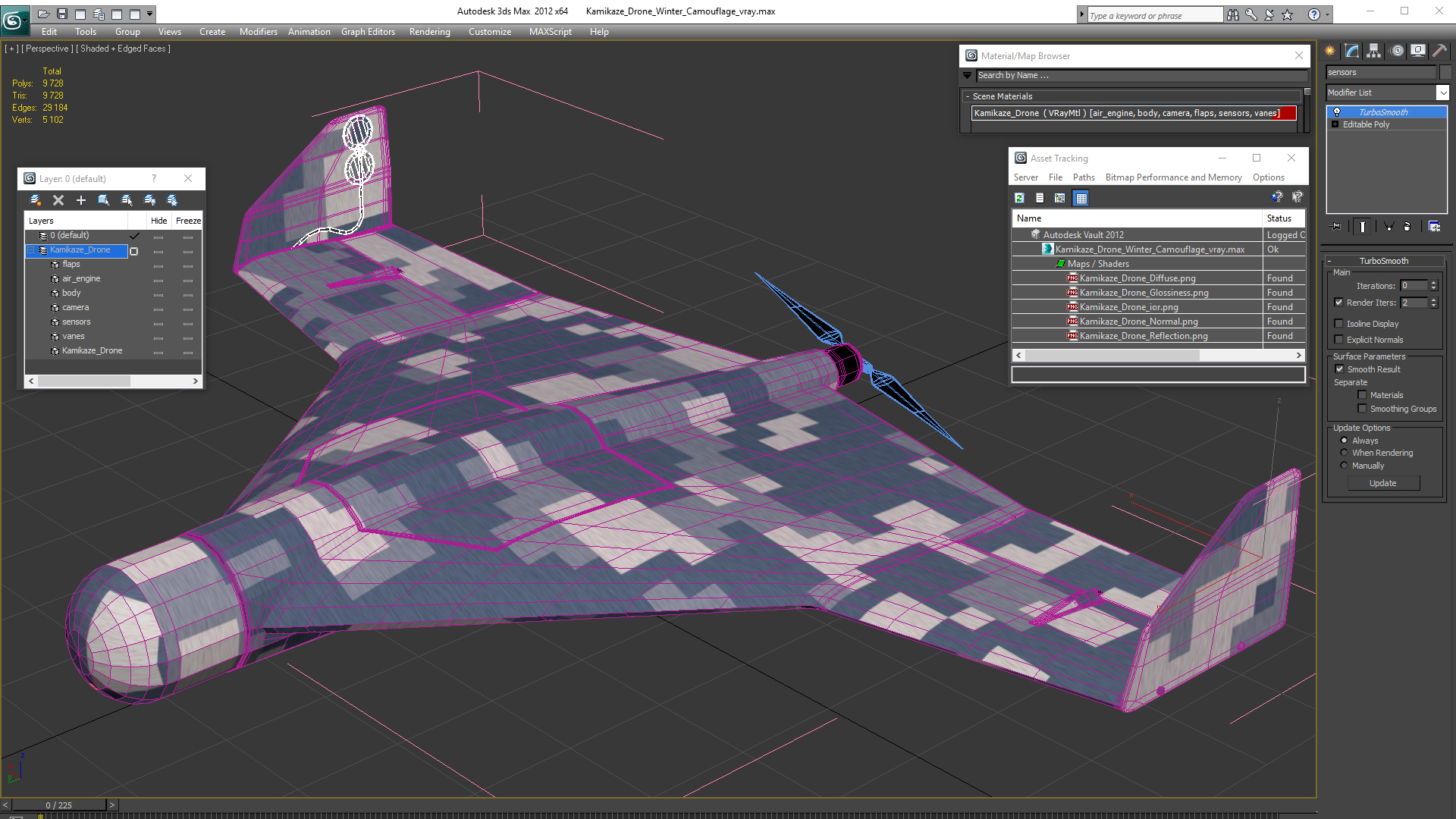Kamikaze Drone Winter Camouflage 3D