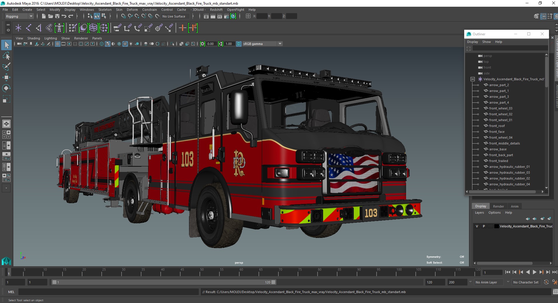 3D model Velocity Ascendant Black Fire Truck