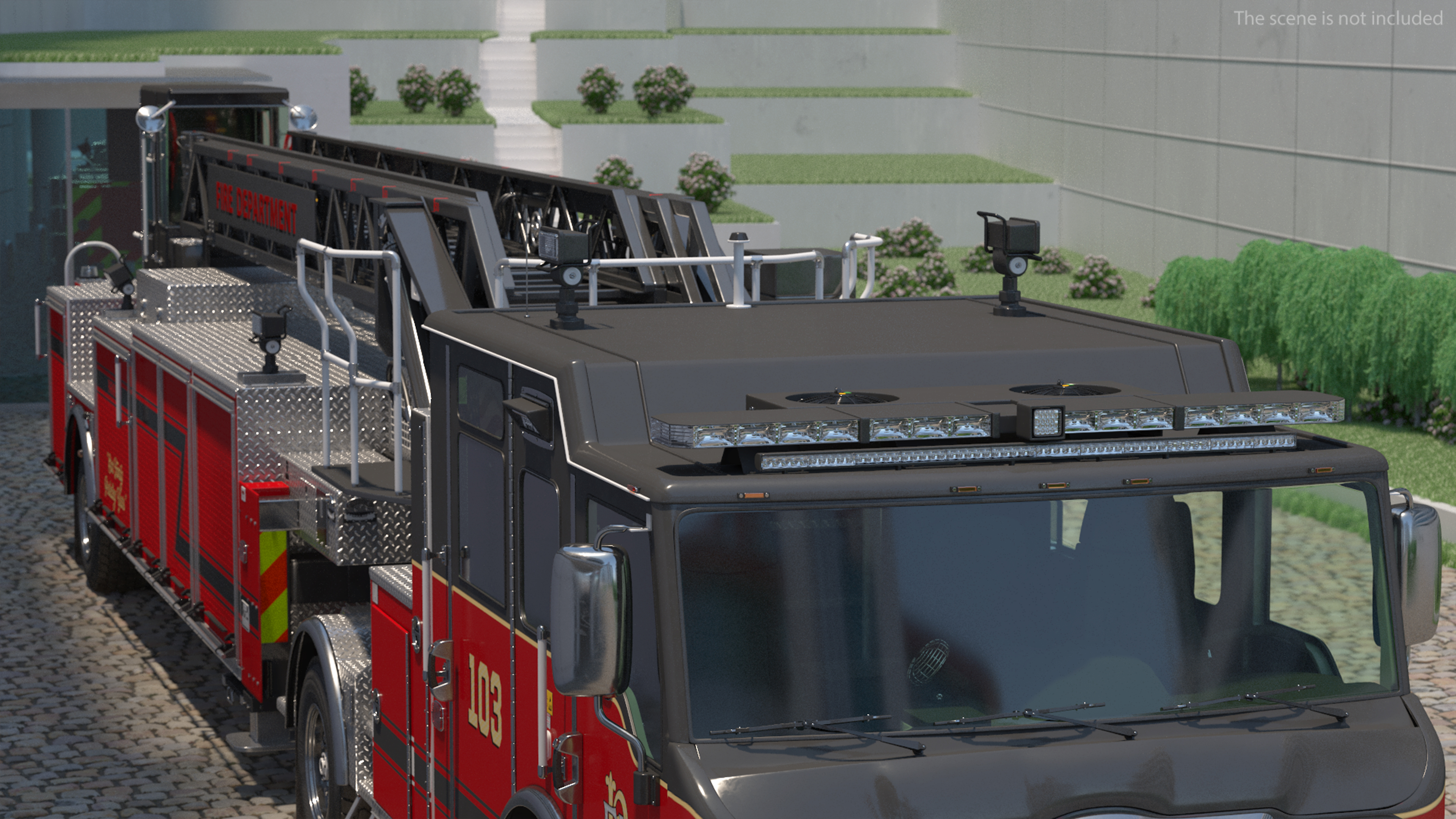 3D model Velocity Ascendant Black Fire Truck