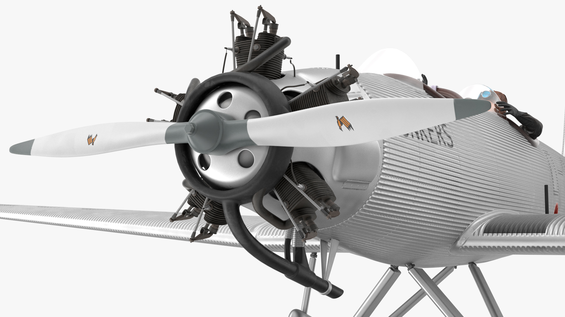 Vintage Aircraft with Pilot 3D
