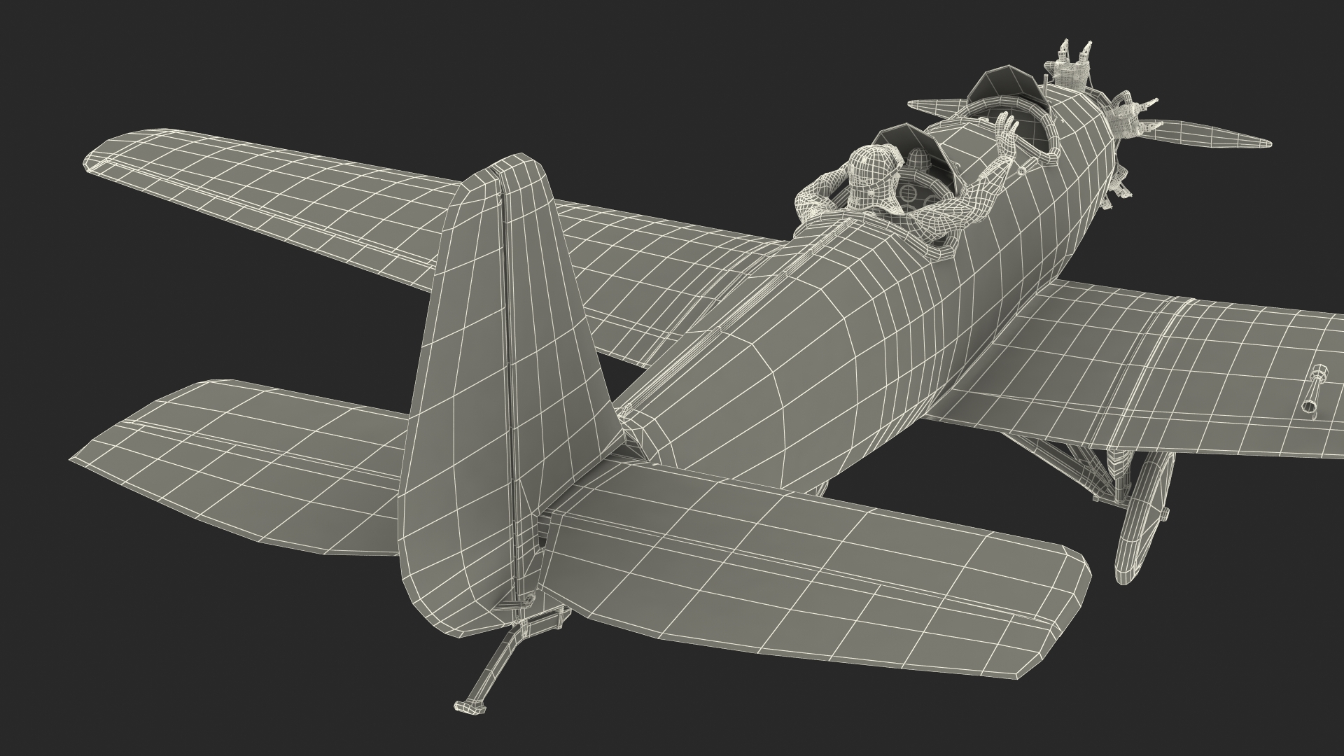 Vintage Aircraft with Pilot 3D