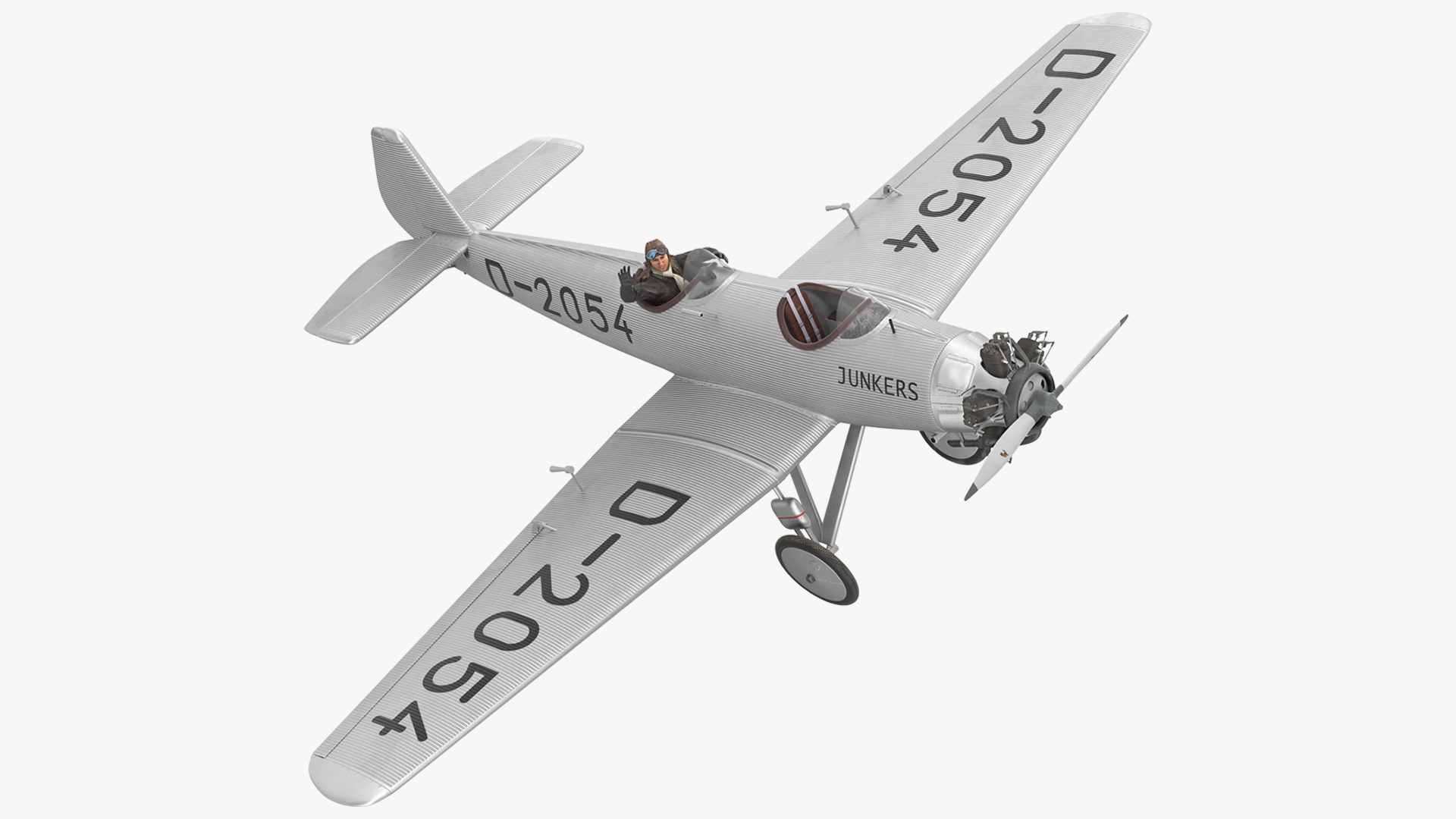 Vintage Aircraft with Pilot 3D