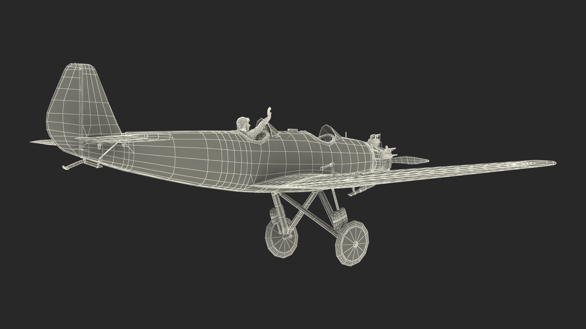 Vintage Aircraft with Pilot 3D