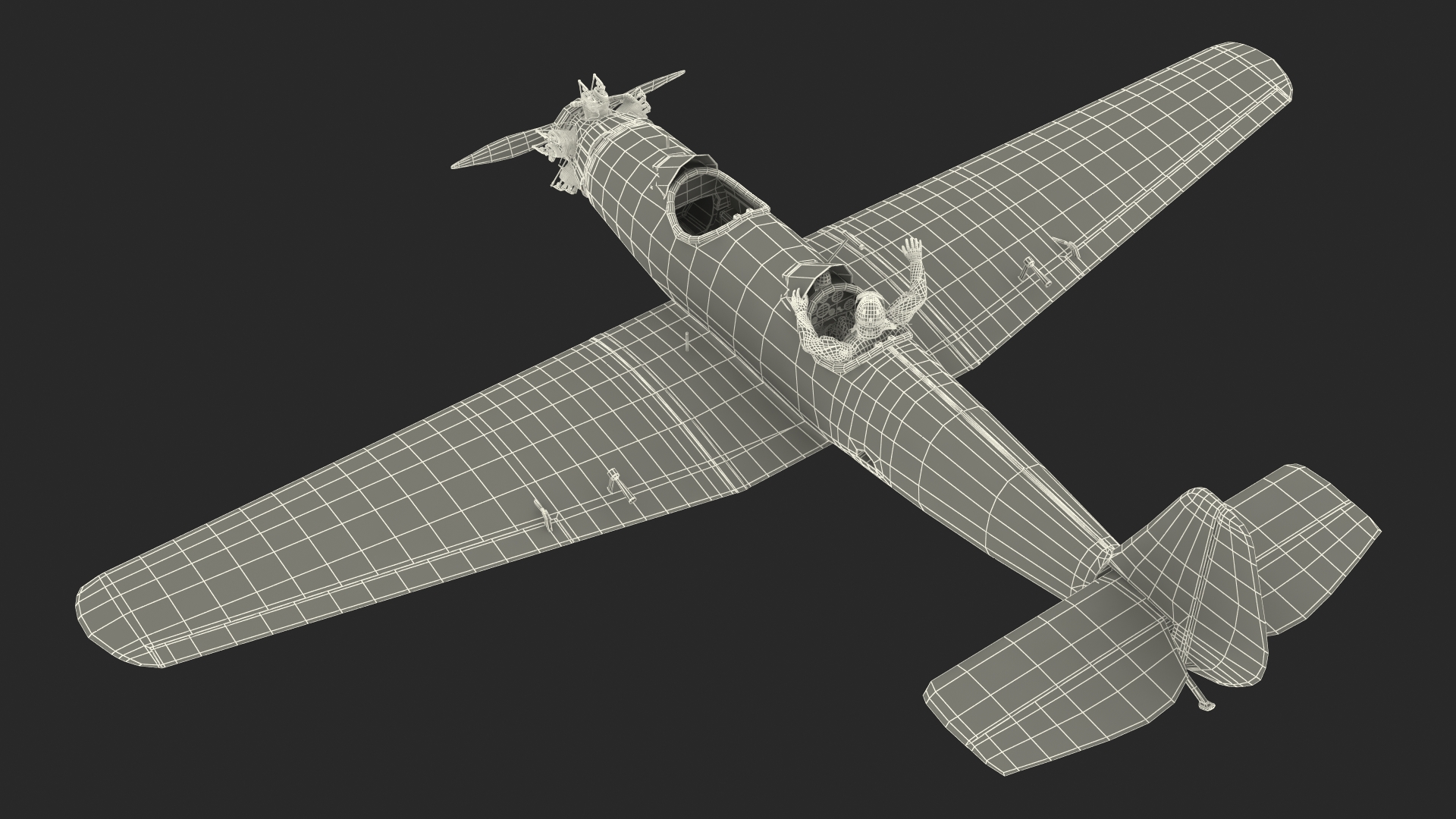 Vintage Aircraft with Pilot 3D