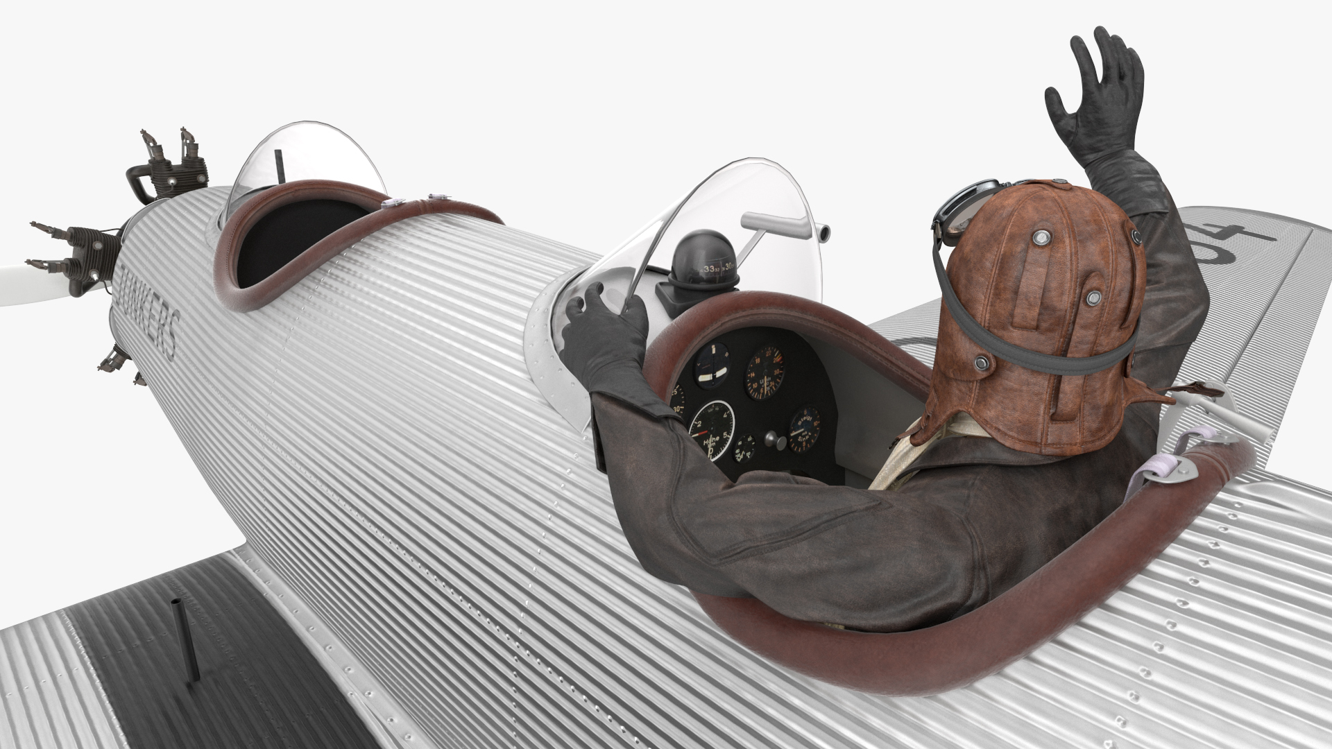 Vintage Aircraft with Pilot 3D