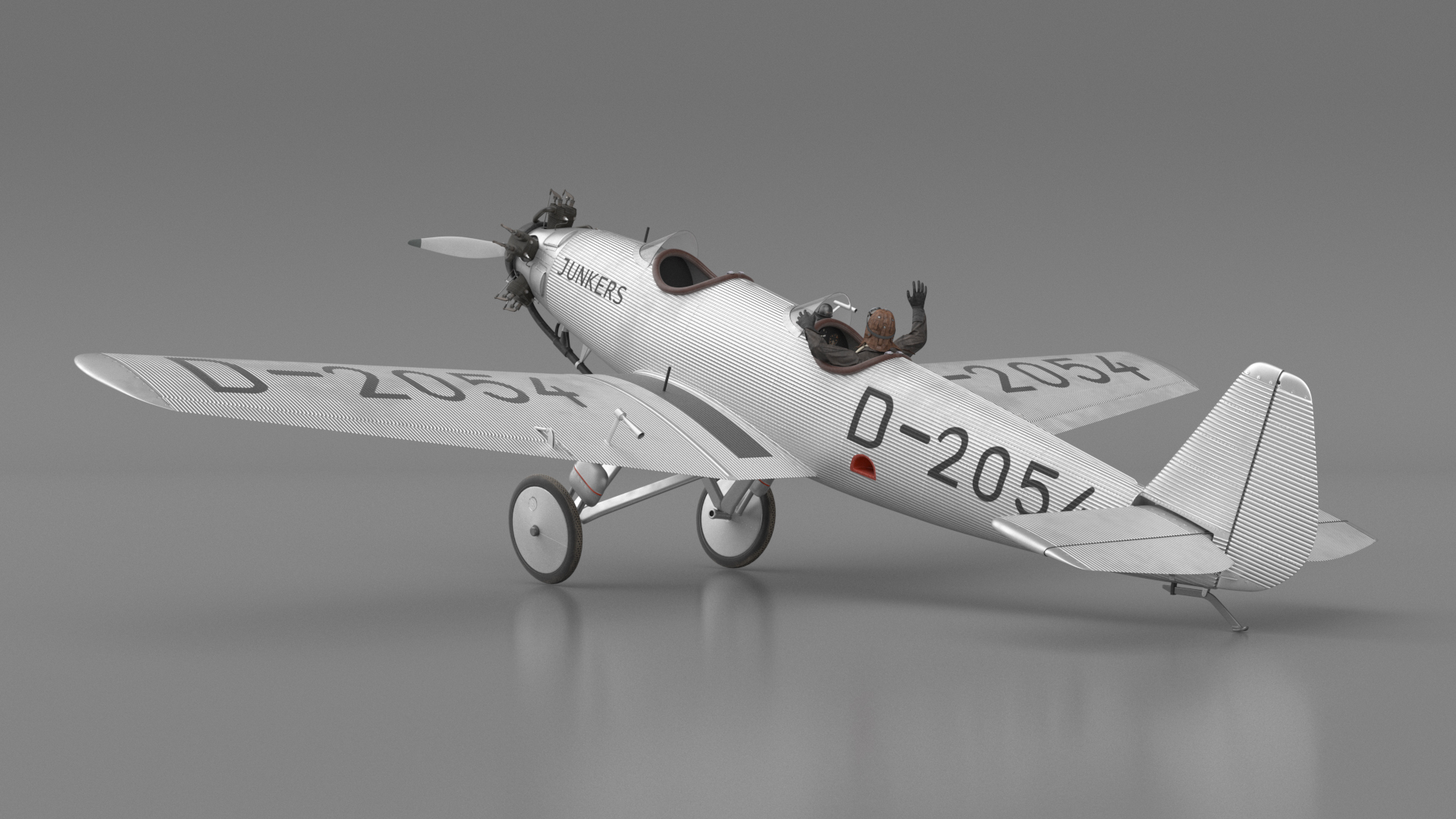 Vintage Aircraft with Pilot 3D