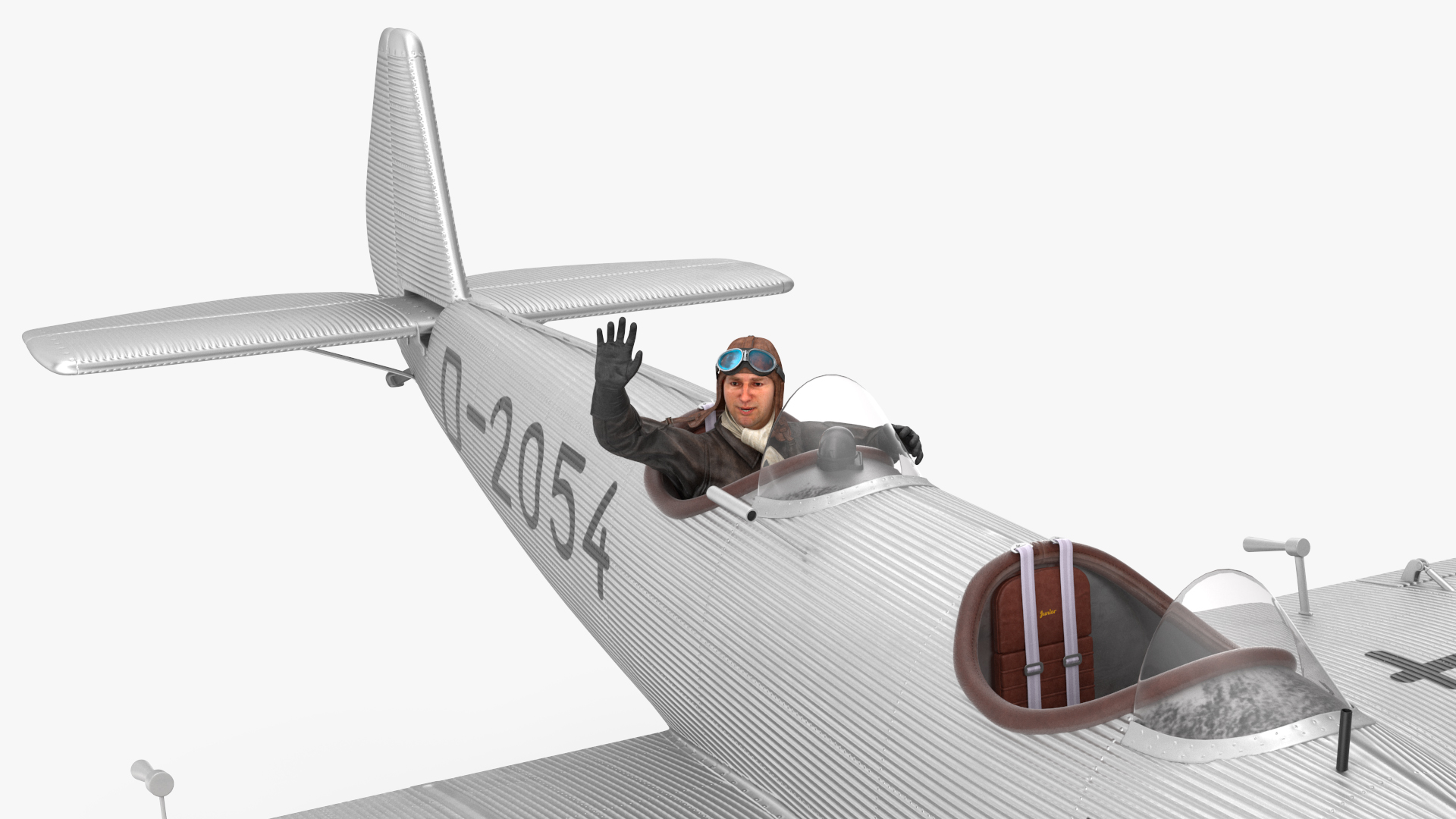 Vintage Aircraft with Pilot 3D