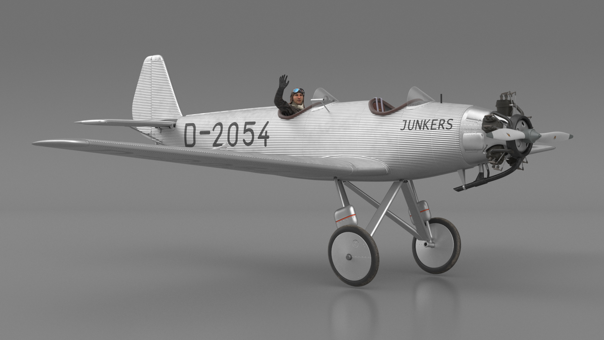 Vintage Aircraft with Pilot 3D