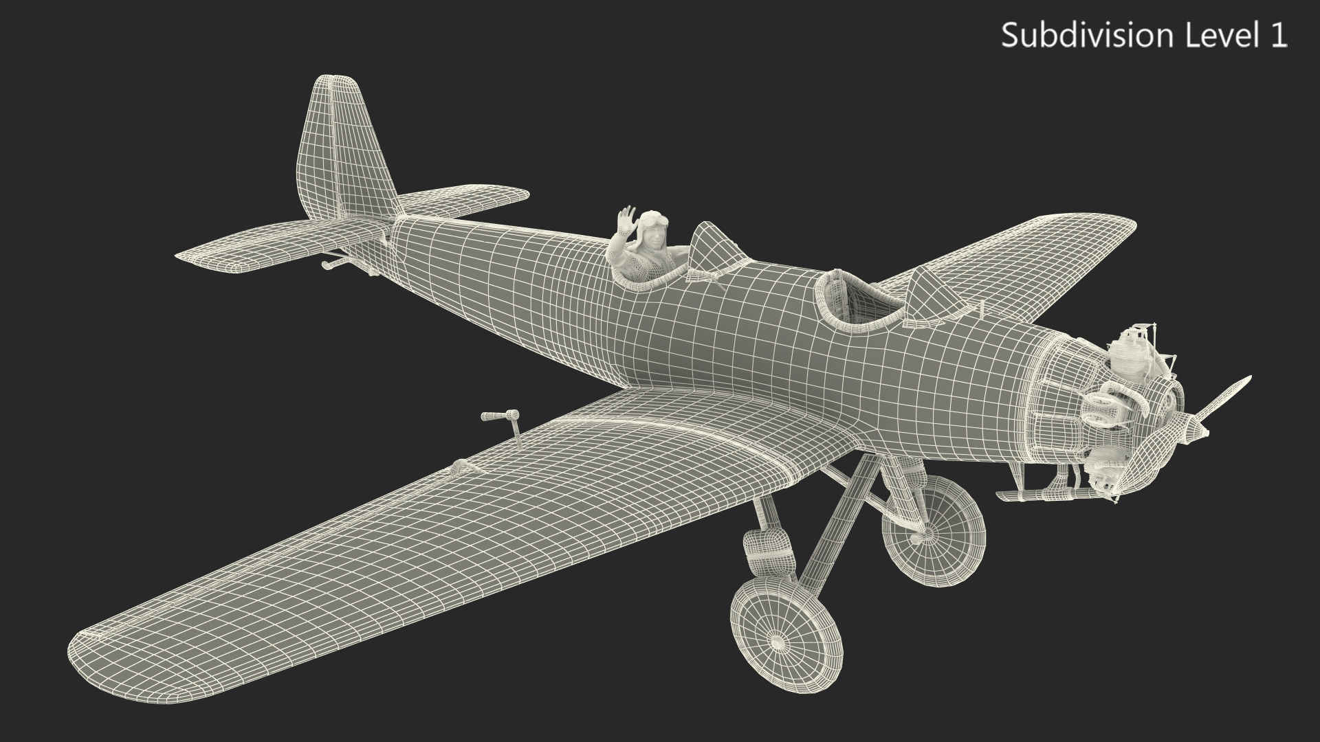 Vintage Aircraft with Pilot 3D