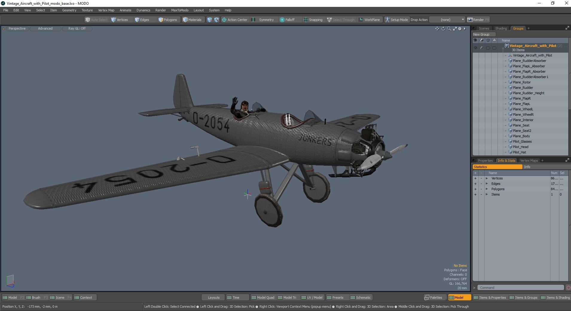 Vintage Aircraft with Pilot 3D