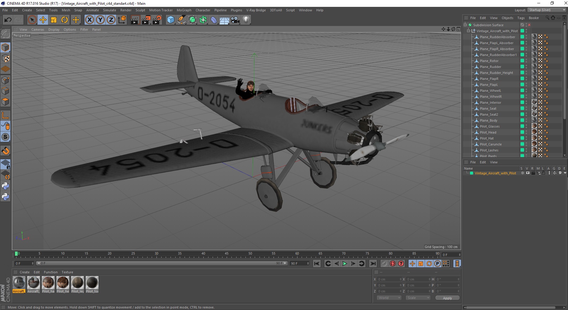 Vintage Aircraft with Pilot 3D