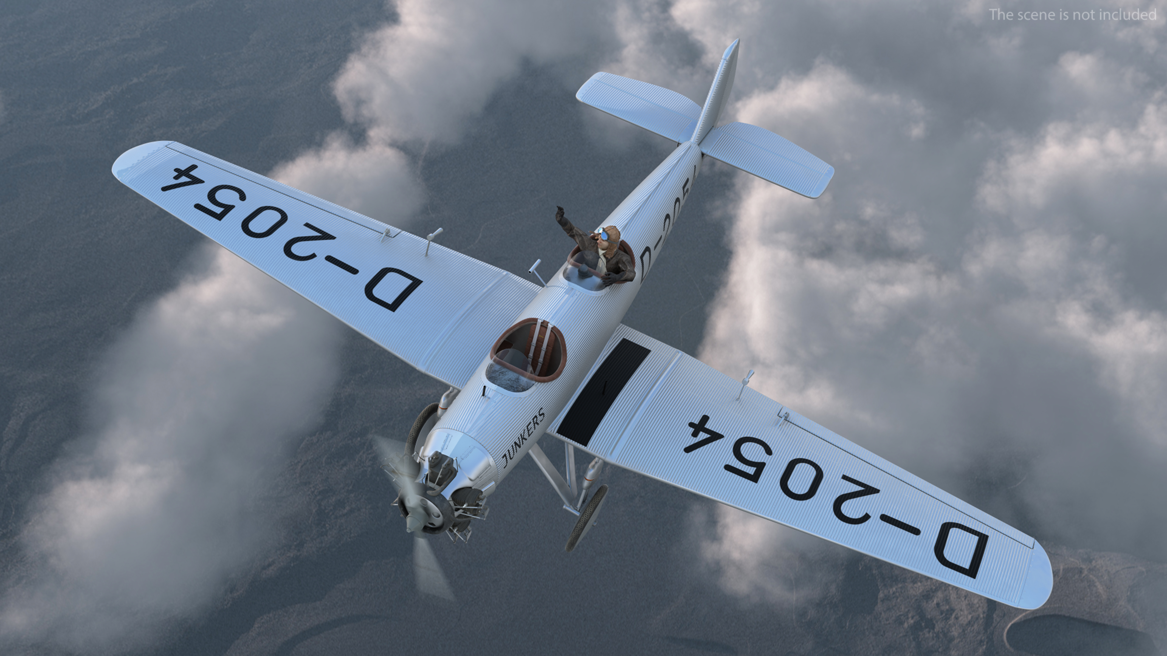 Vintage Aircraft with Pilot 3D