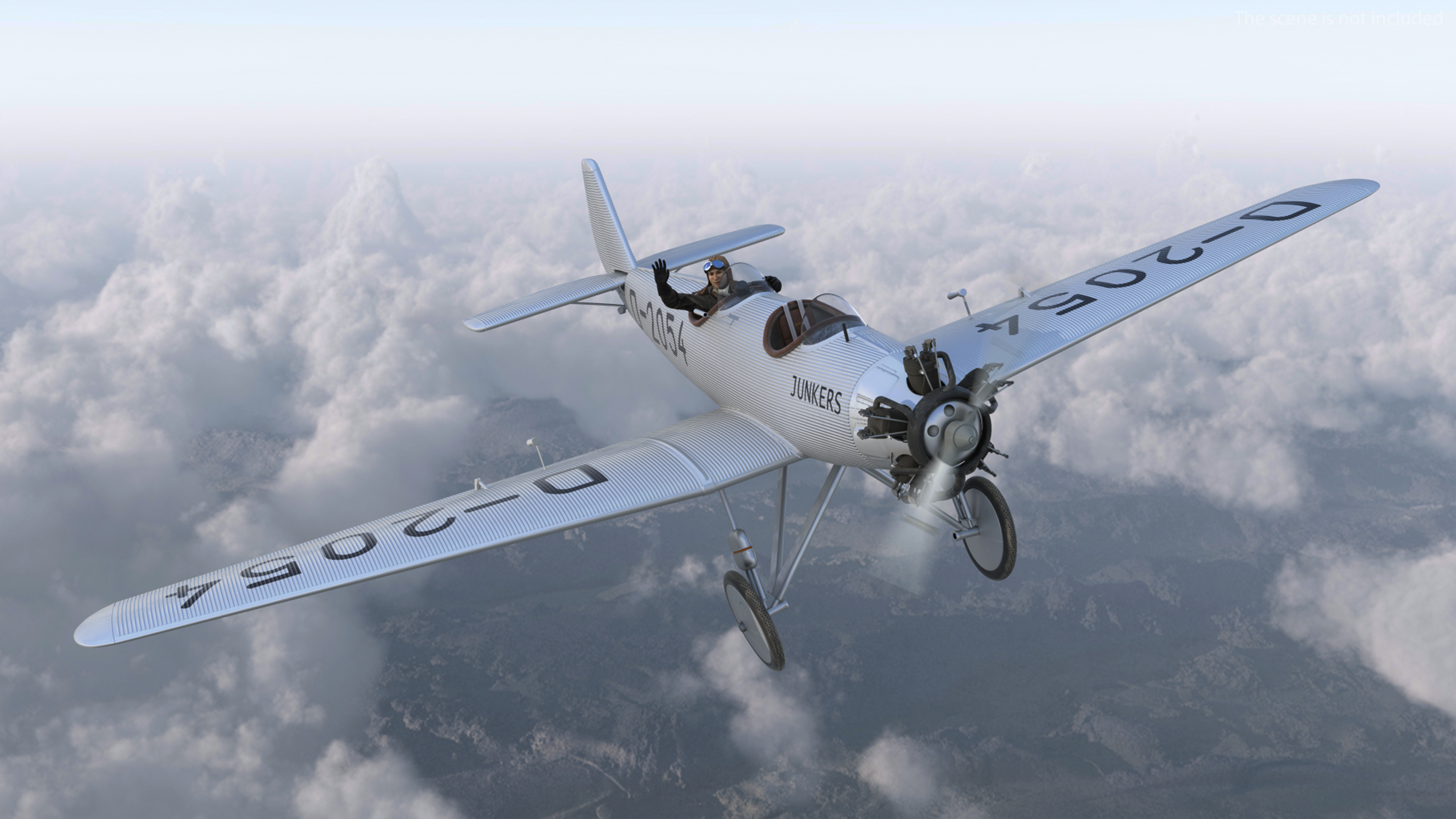 Vintage Aircraft with Pilot 3D