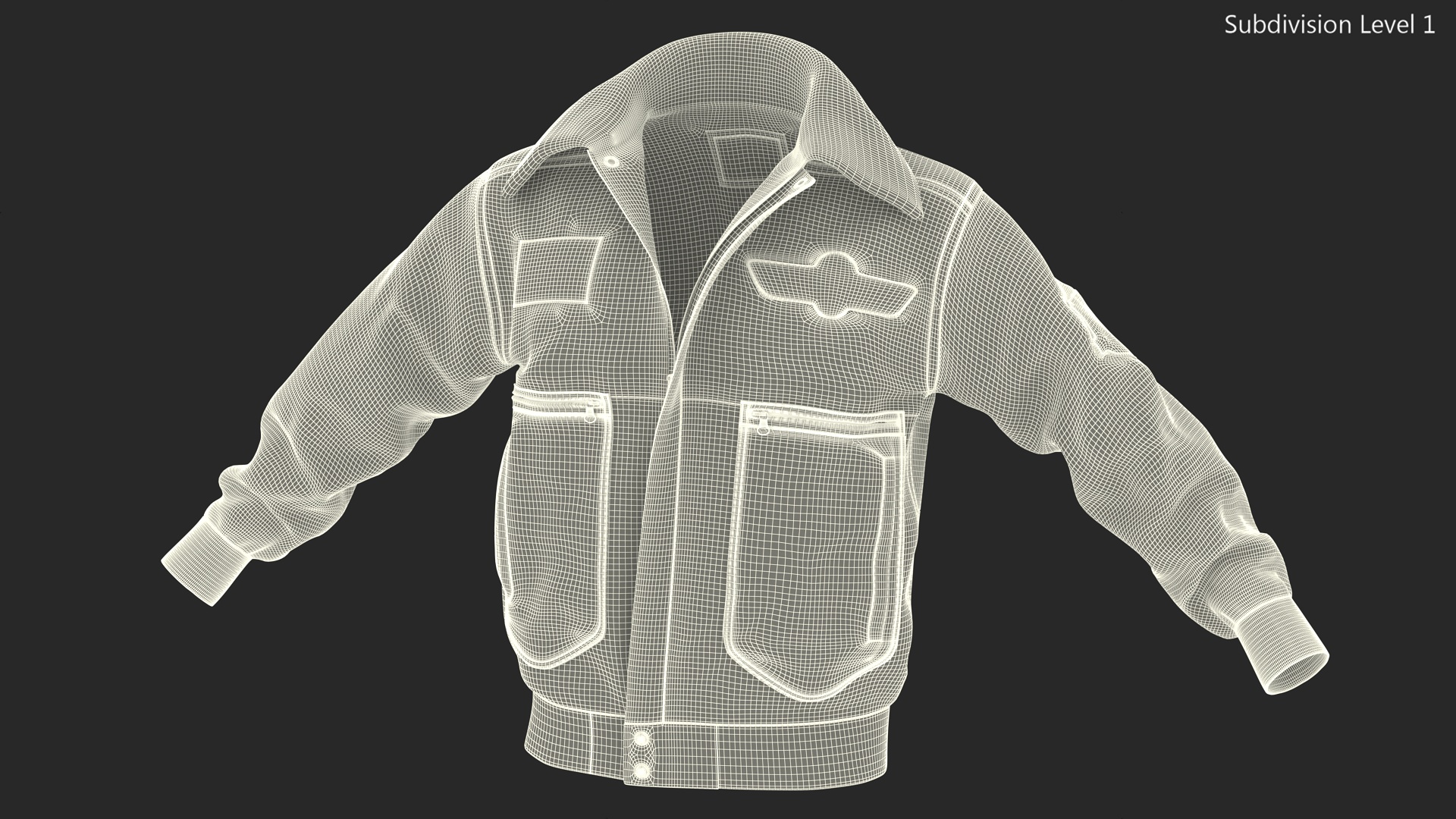 Brown Buckled Aviator Jacket Shabby Fur 3D model
