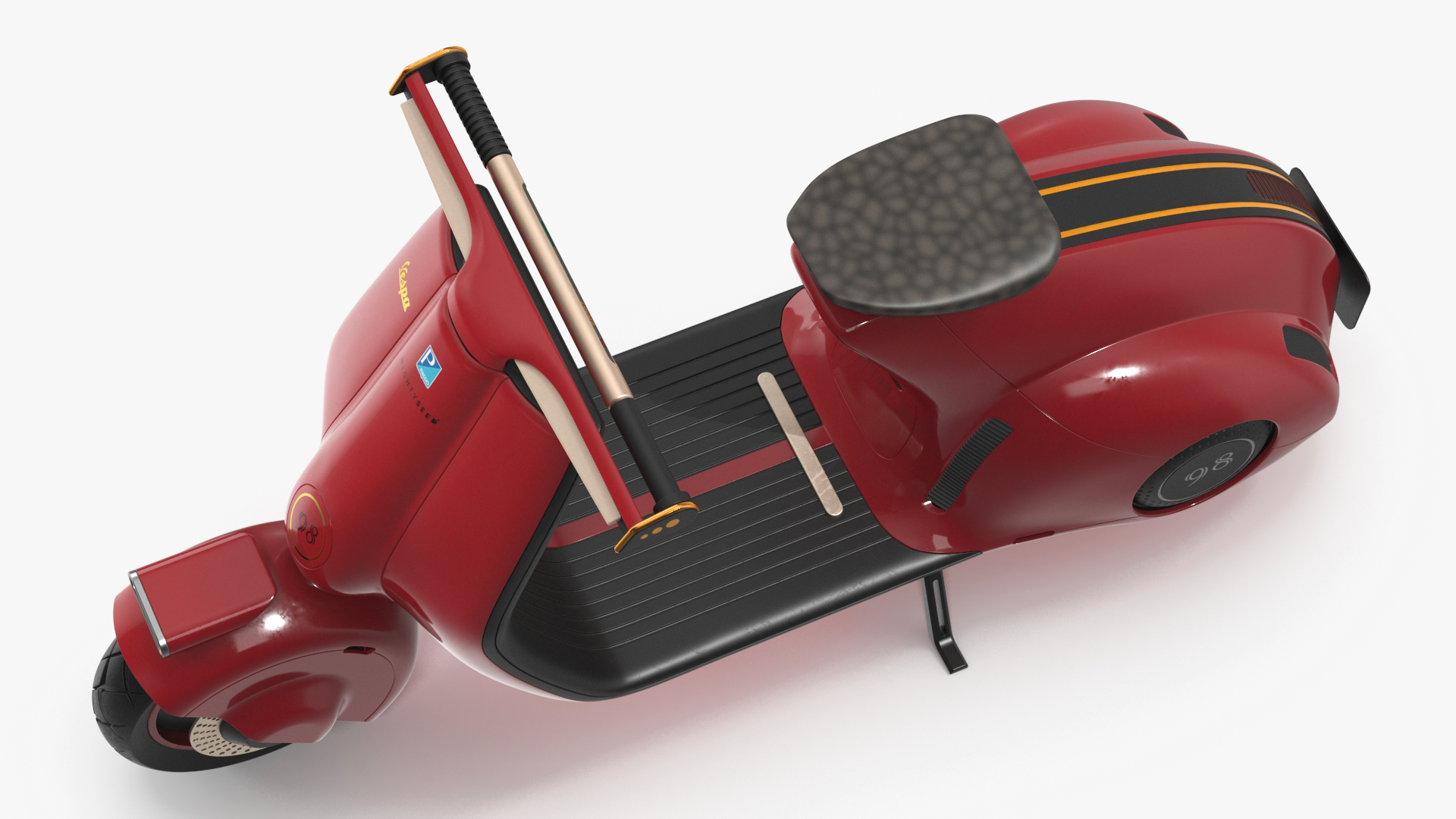 3D Electric Scooter Vespa 98 Red Parked